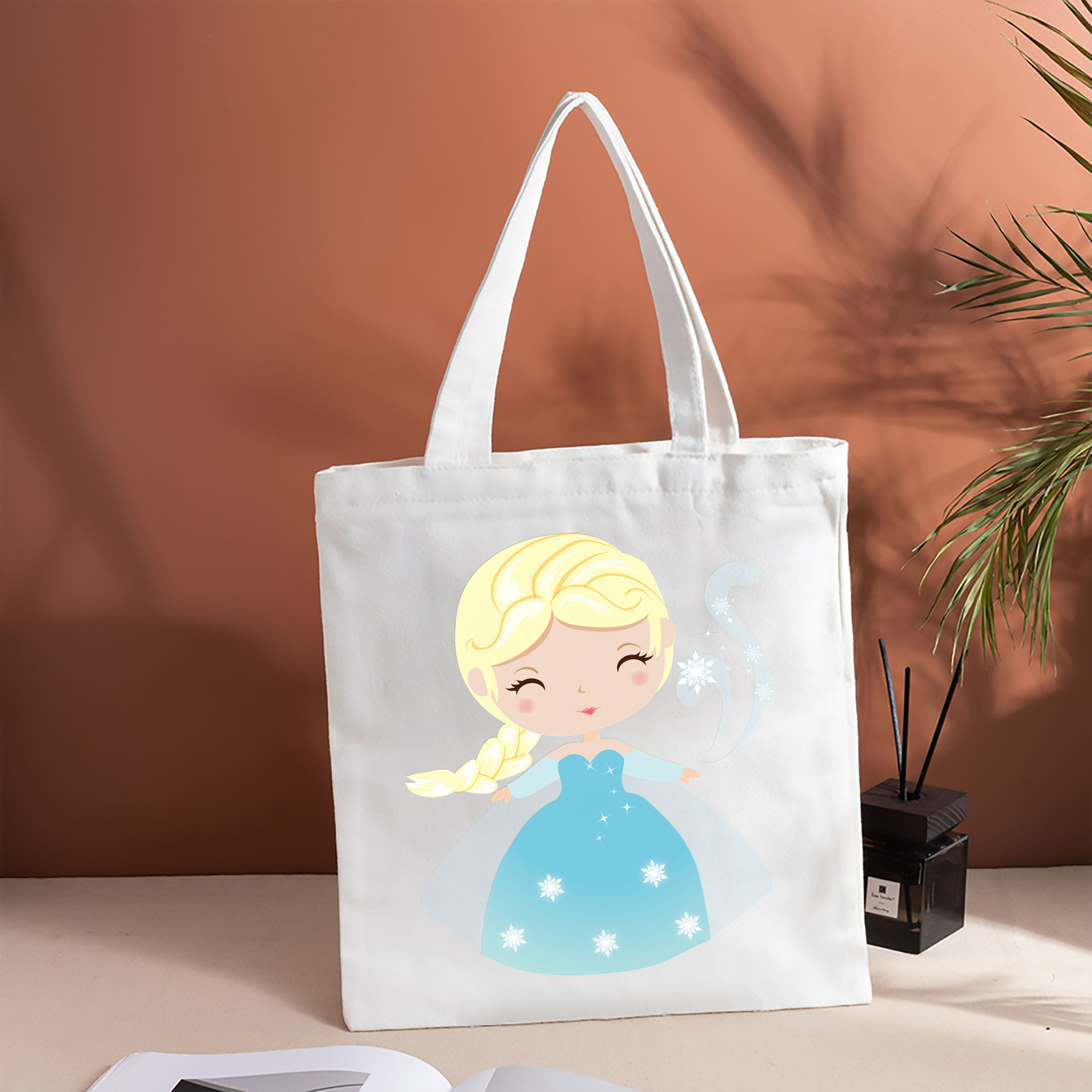 アナと雪の女王 アンナ エルサ Frozen Anna Elsa 縦型キャンバス生地手提げバッグ　トートバッグ