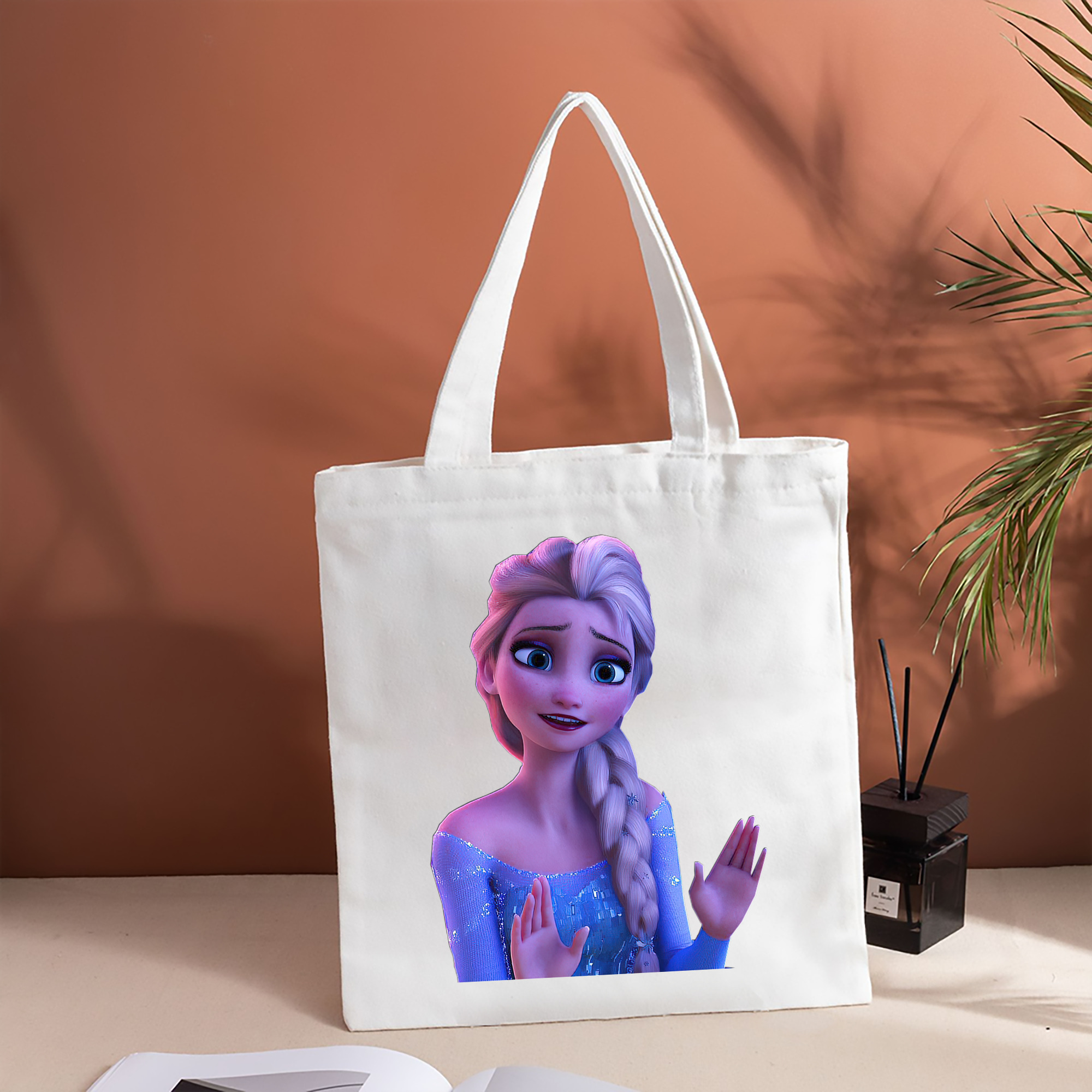 アナと雪の女王 アンナ エルサ Frozen Anna Elsa 縦型キャンバス生地手提げバッグ　トートバッグ