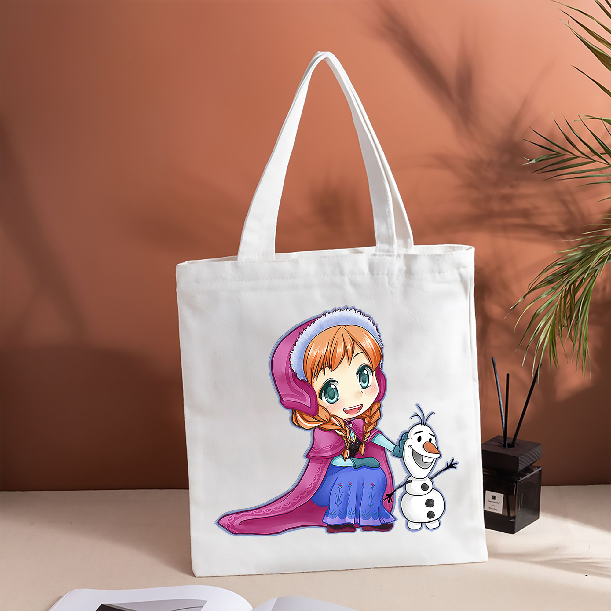 アナと雪の女王 アンナ エルサ Frozen Anna Elsa 縦型キャンバス生地手提げバッグ　トートバッグ