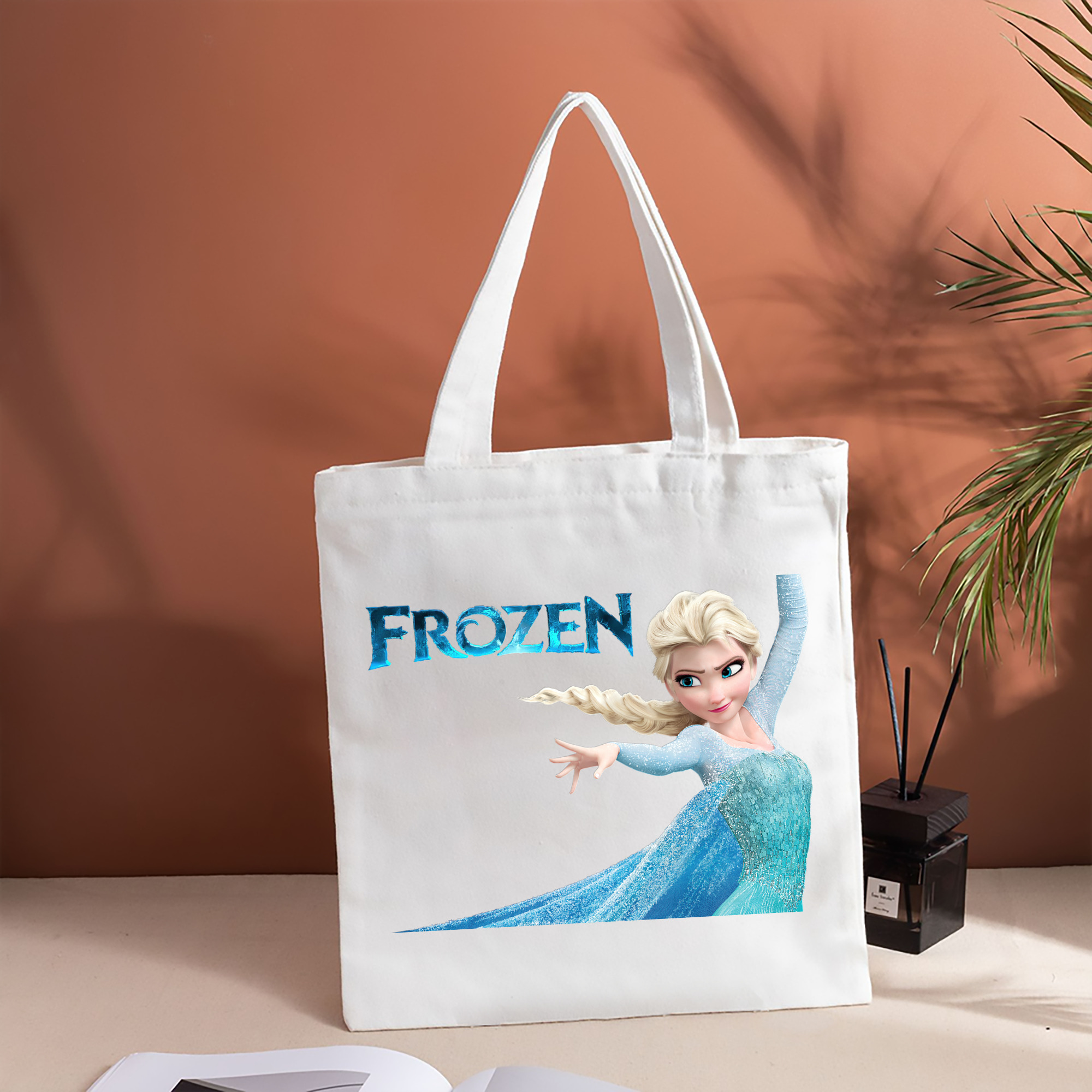 アナと雪の女王 アンナ エルサ Frozen Anna Elsa 縦型キャンバス生地手提げバッグ　トートバッグ