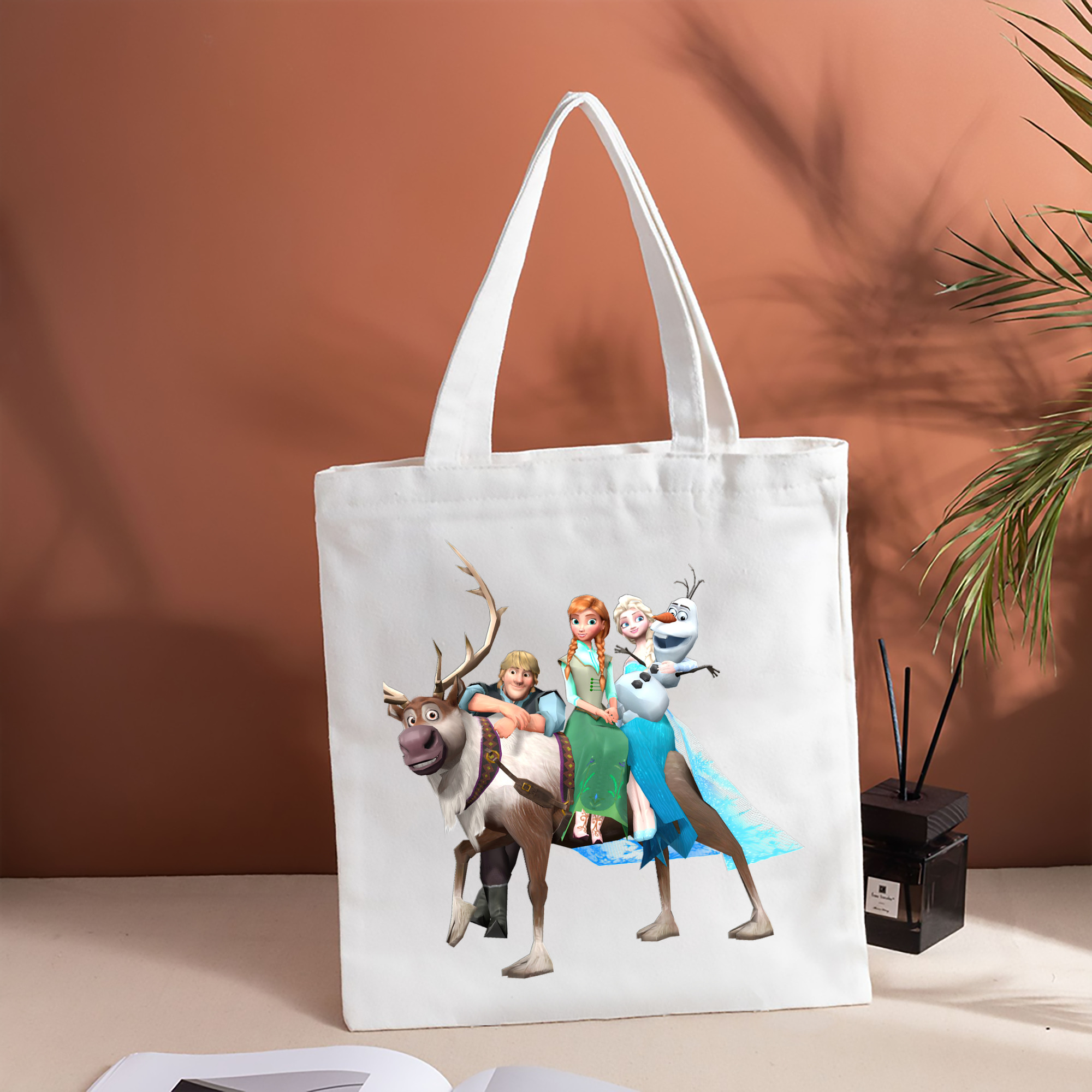 アナと雪の女王 アンナ エルサ Frozen Anna Elsa 縦型キャンバス生地手提げバッグ　トートバッグ