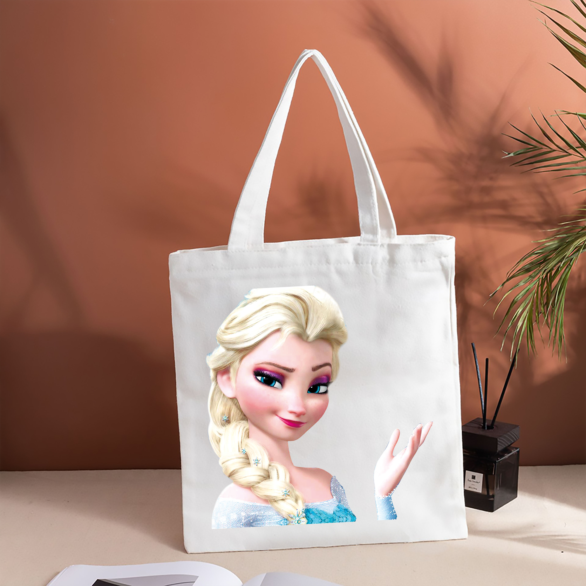 アナと雪の女王 アンナ エルサ Frozen Anna Elsa 縦型キャンバス生地手提げバッグ　トートバッグ