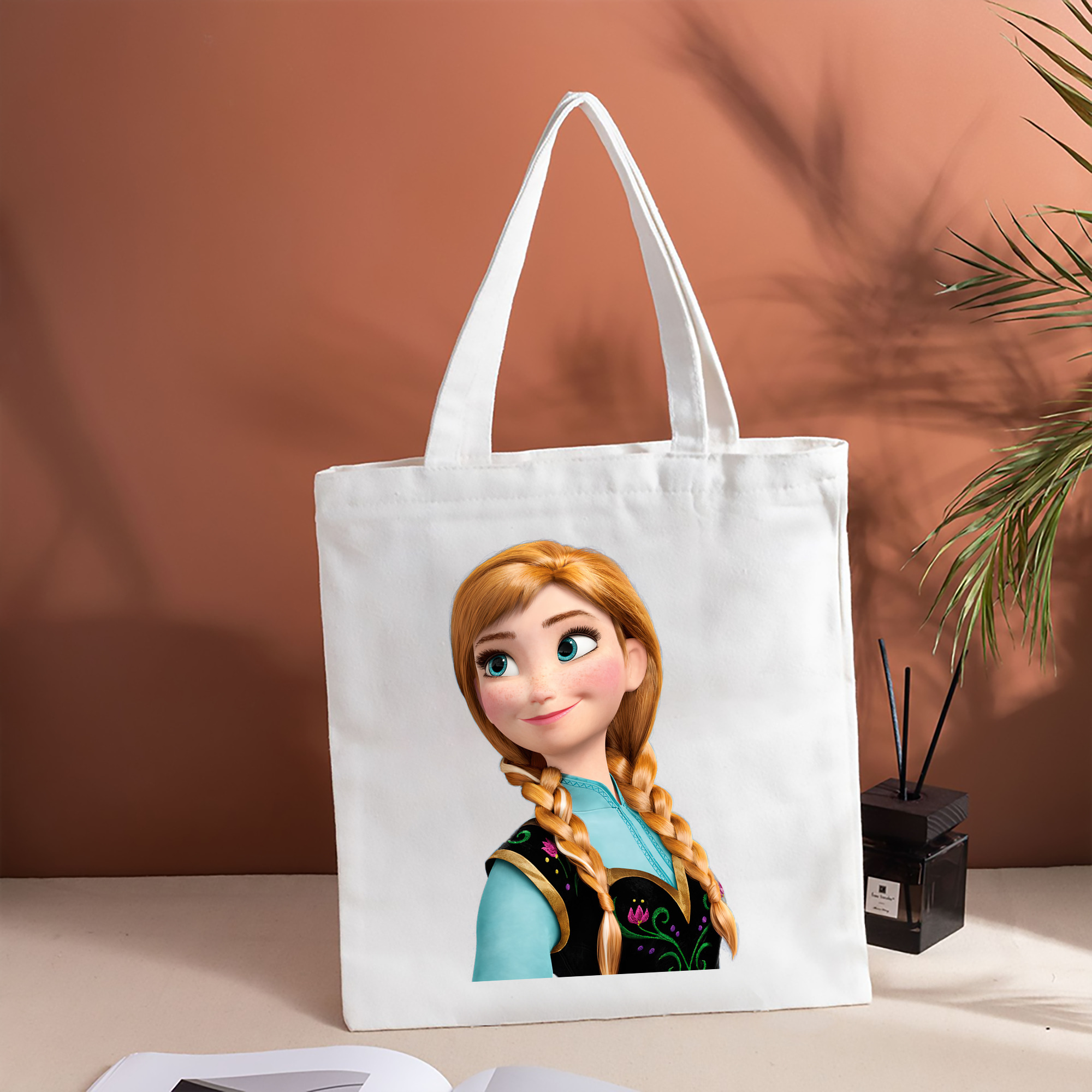 アナと雪の女王 アンナ エルサ Frozen Anna Elsa 縦型キャンバス生地手提げバッグ　トートバッグ
