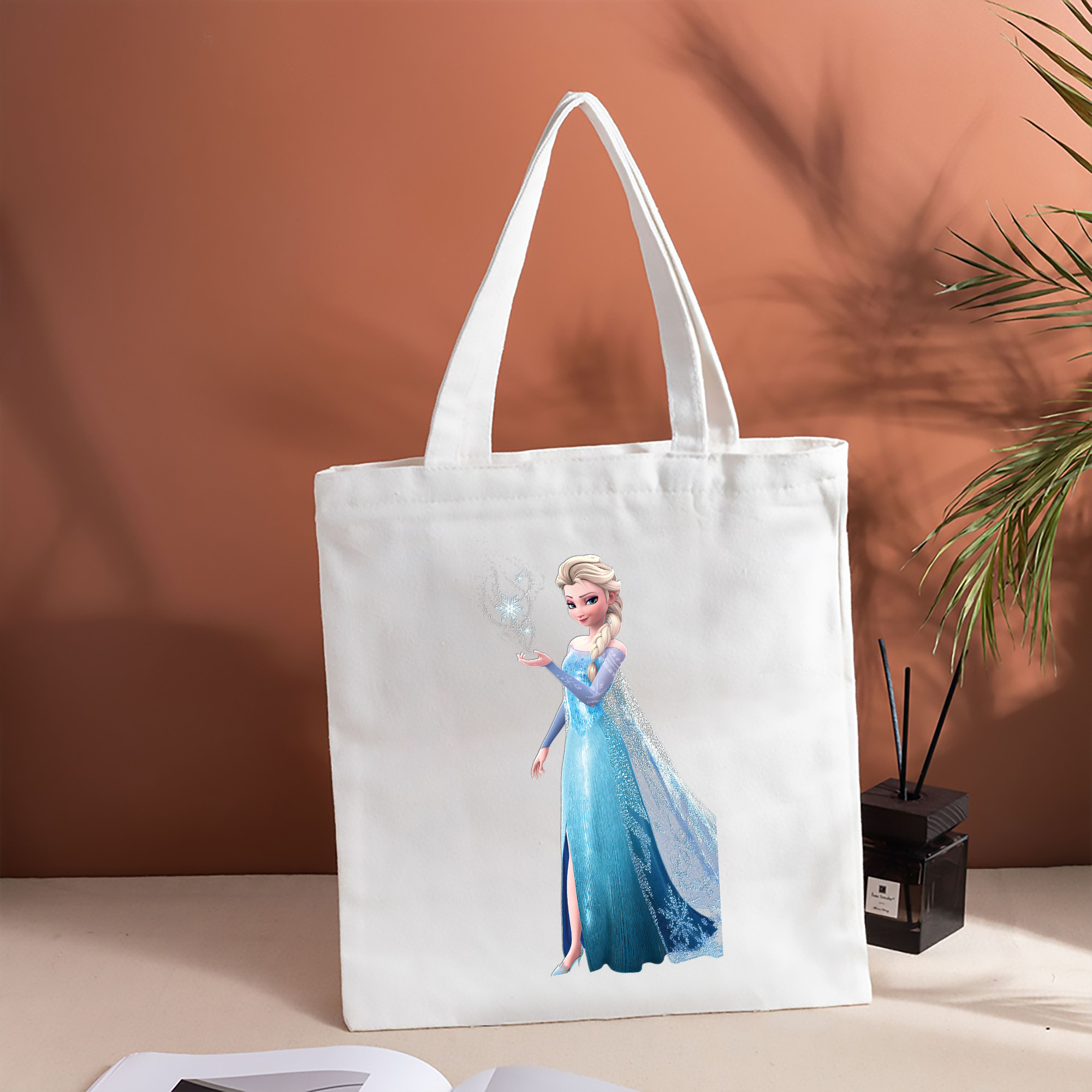 アナと雪の女王 アンナ エルサ Frozen Anna Elsa 縦型キャンバス生地手提げバッグ　トートバッグ