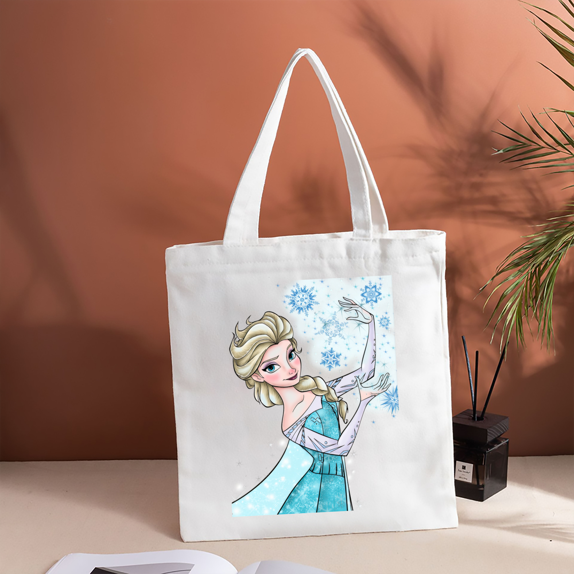 アナと雪の女王 アンナ エルサ Frozen Anna Elsa 縦型キャンバス生地手提げバッグ　トートバッグ