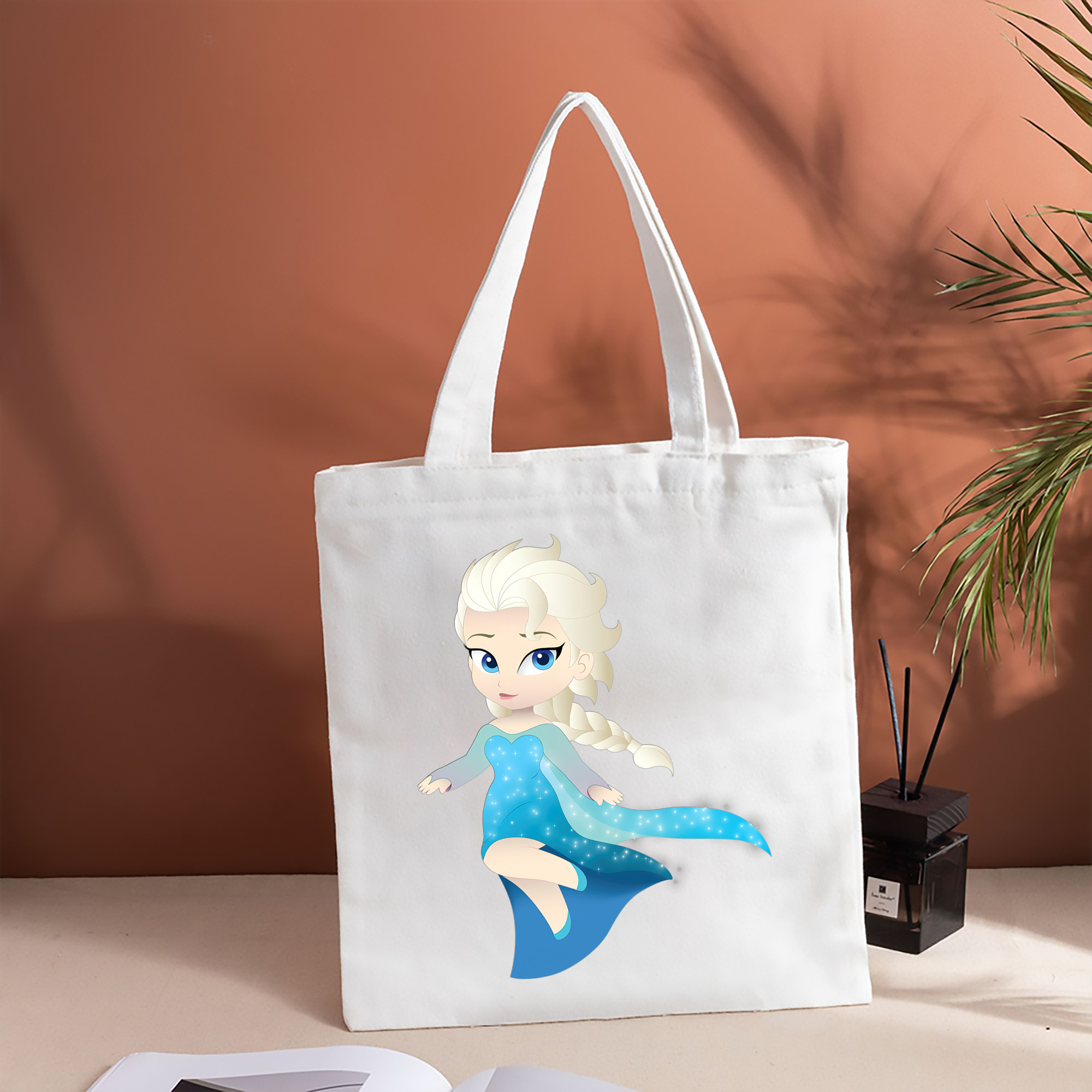 アナと雪の女王 アンナ エルサ Frozen Anna Elsa 縦型キャンバス生地手提げバッグ　トートバッグ