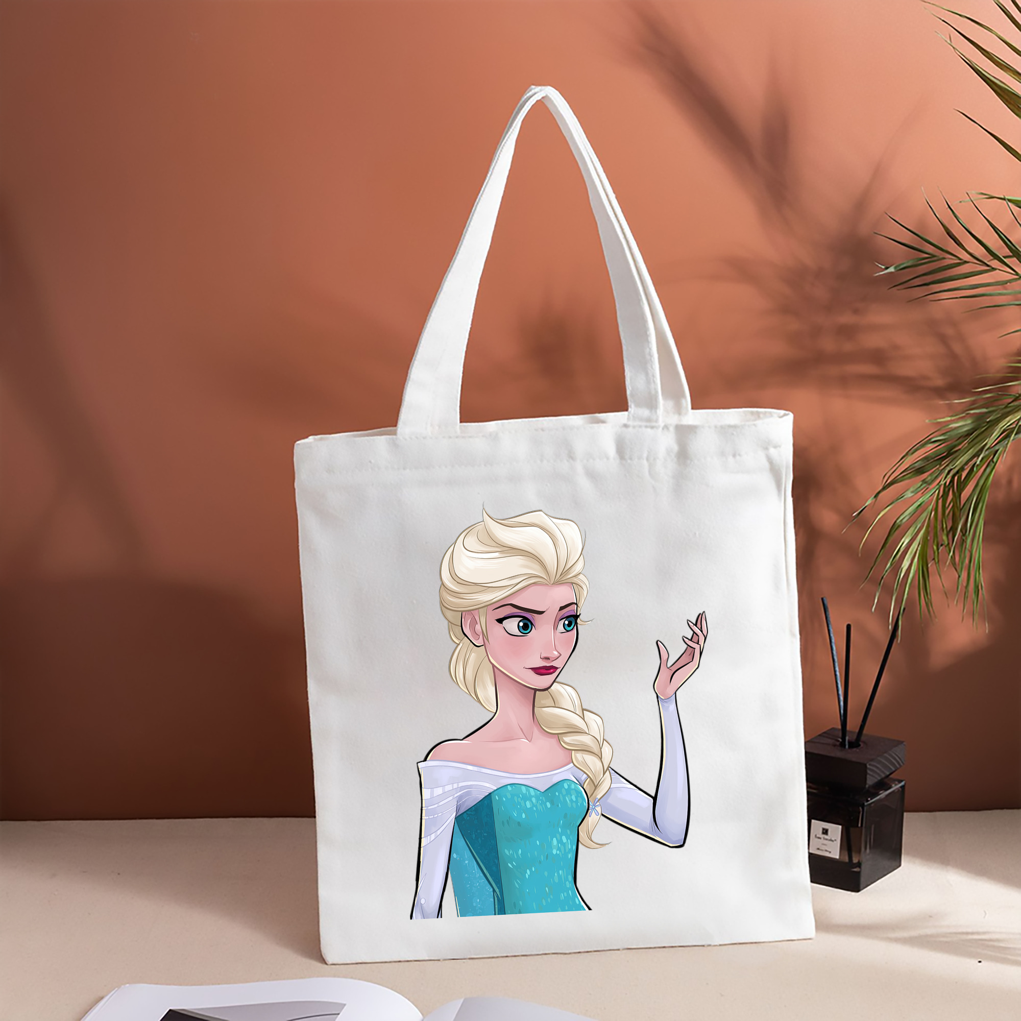 アナと雪の女王 アンナ エルサ Frozen Anna Elsa 縦型キャンバス生地手提げバッグ　トートバッグ