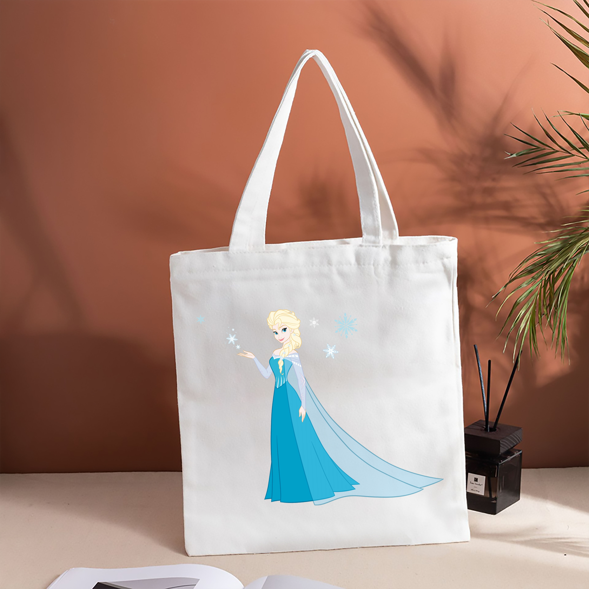 アナと雪の女王 アンナ エルサ Frozen Anna Elsa 縦型キャンバス生地手提げバッグ　トートバッグ