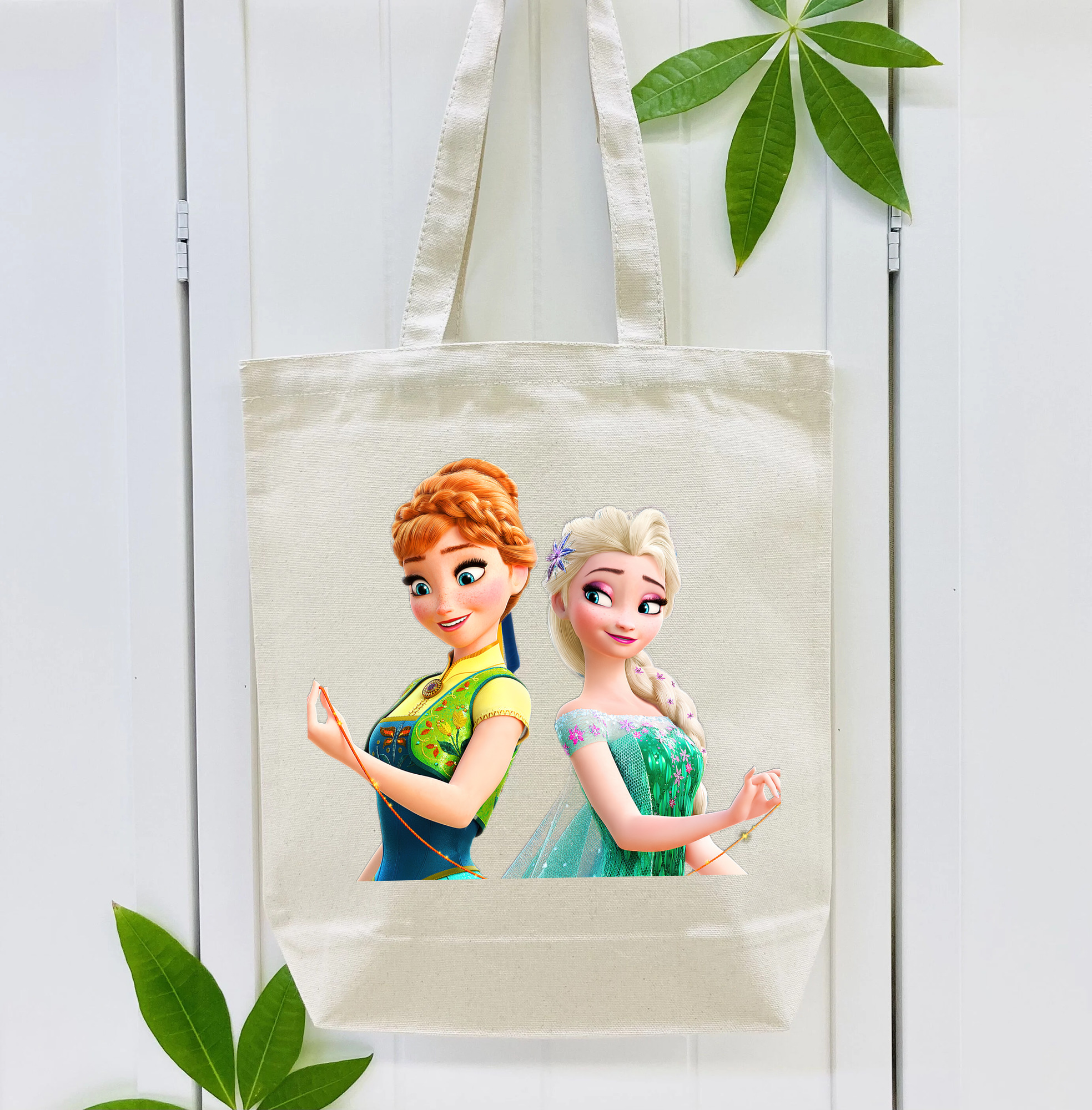 アナと雪の女王 アンナ エルサ Frozen Anna Elsa 縦型キャンバス生地手提げバッグ　トートバッグ