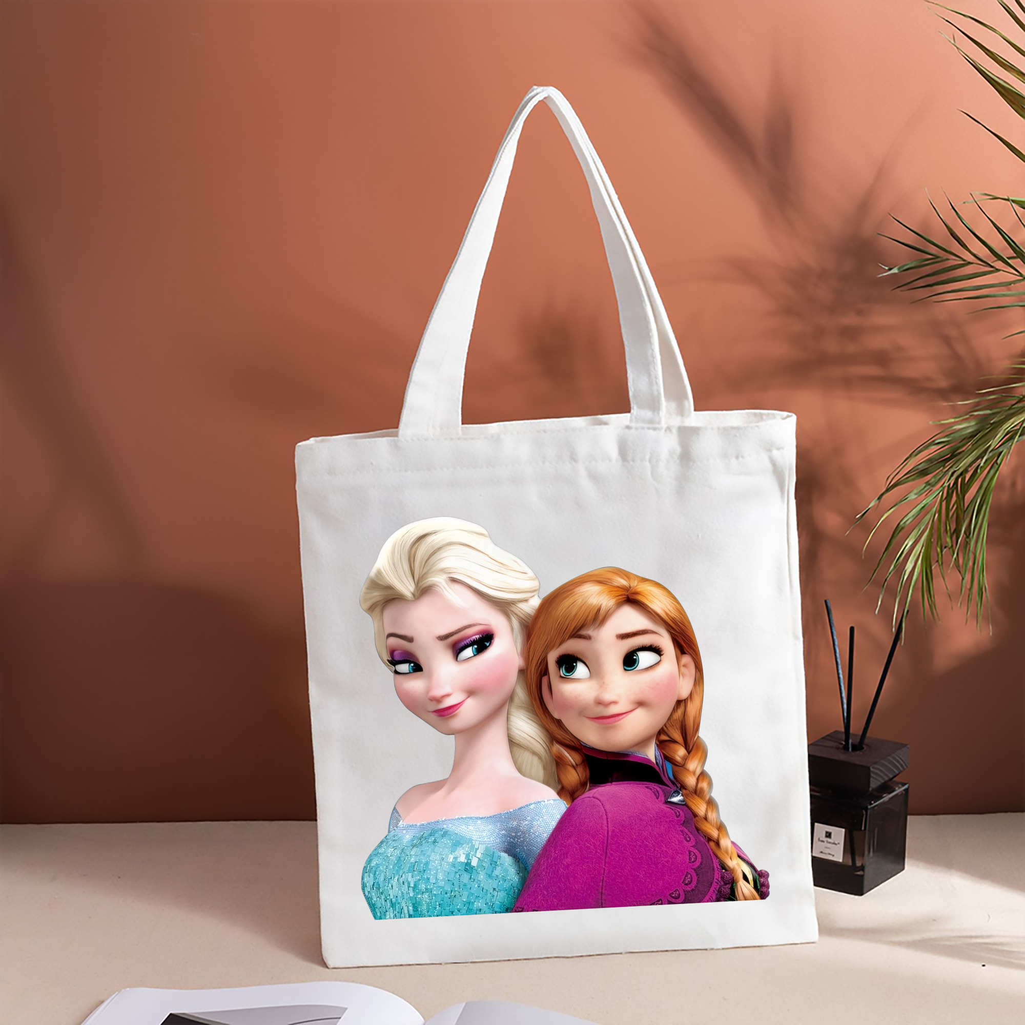 アナと雪の女王 アンナ エルサ Frozen Anna Elsa 縦型キャンバス生地手提げバッグ　トートバッグ