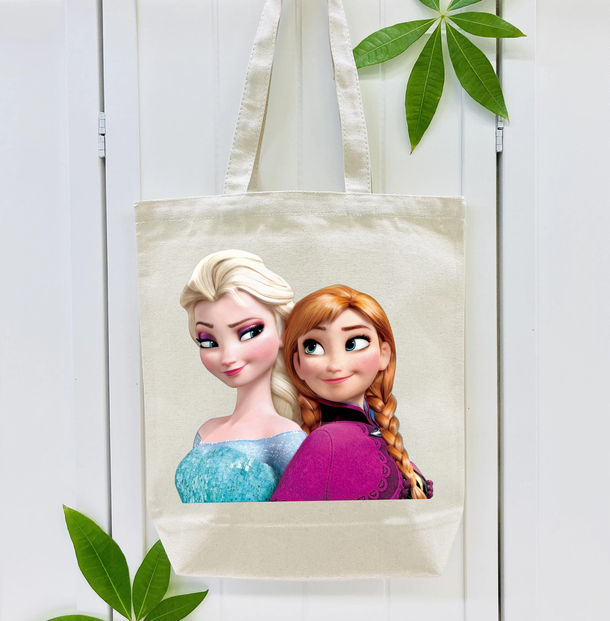 アナと雪の女王 アンナ エルサ Frozen Anna Elsa 縦型キャンバス生地手提げバッグ　トートバッグ