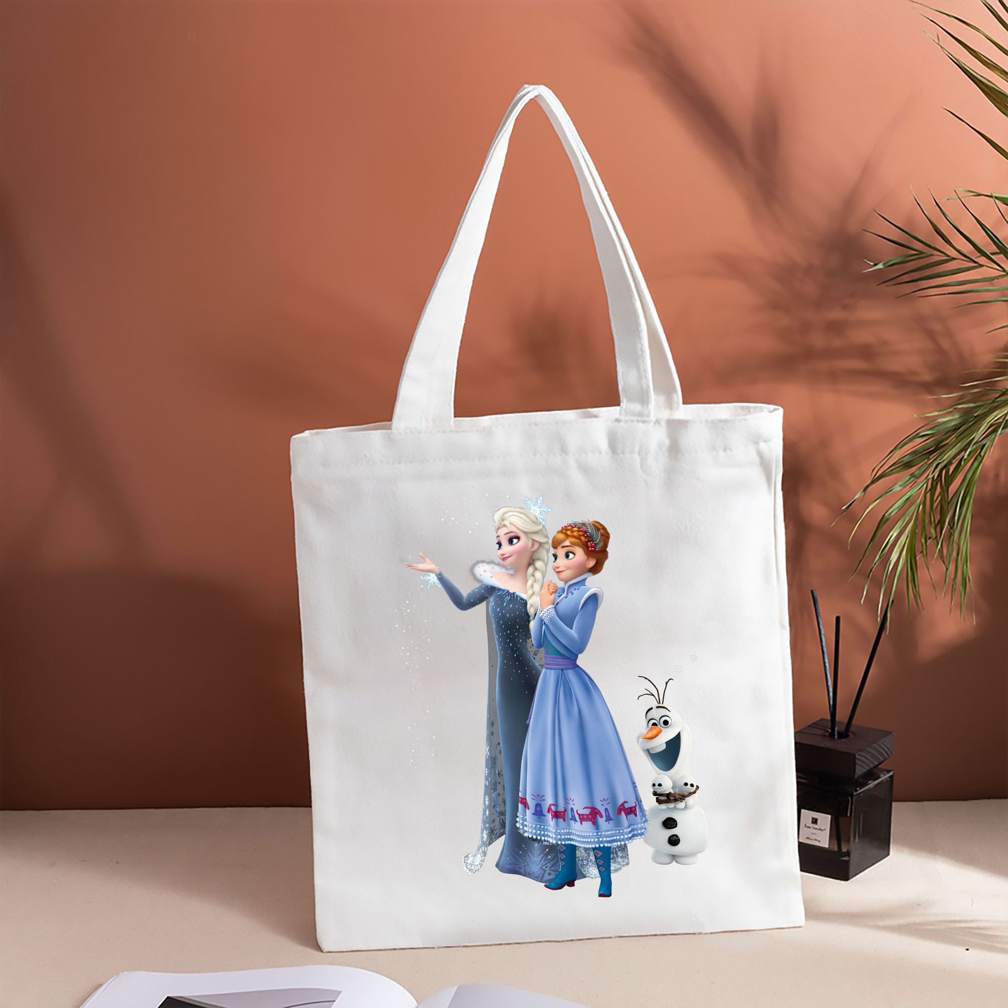 アナと雪の女王 アンナ エルサ Frozen Anna Elsa 縦型キャンバス生地手提げバッグ　トートバッグ