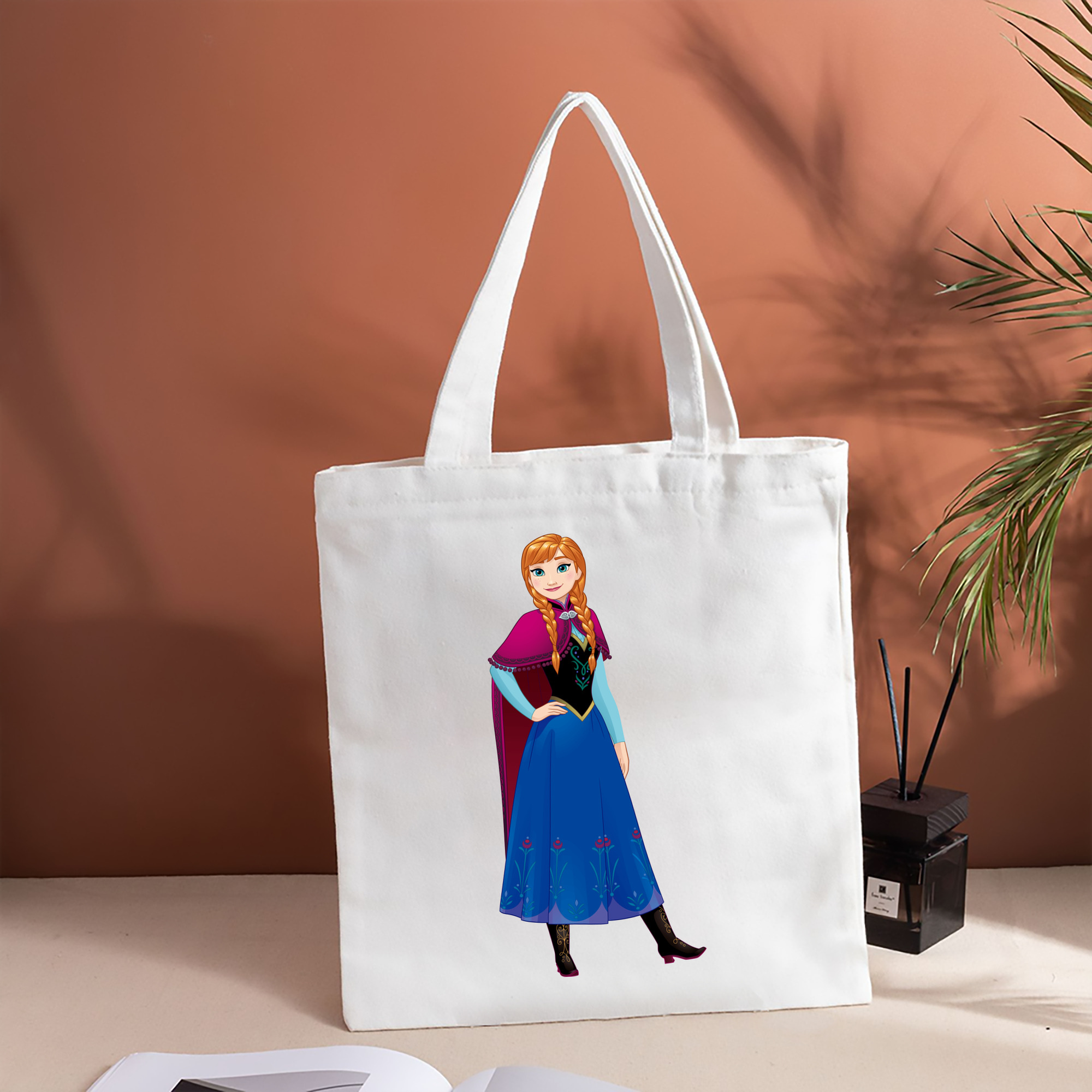 アナと雪の女王 アンナ エルサ Frozen Anna Elsa 縦型キャンバス生地手提げバッグ　トートバッグ