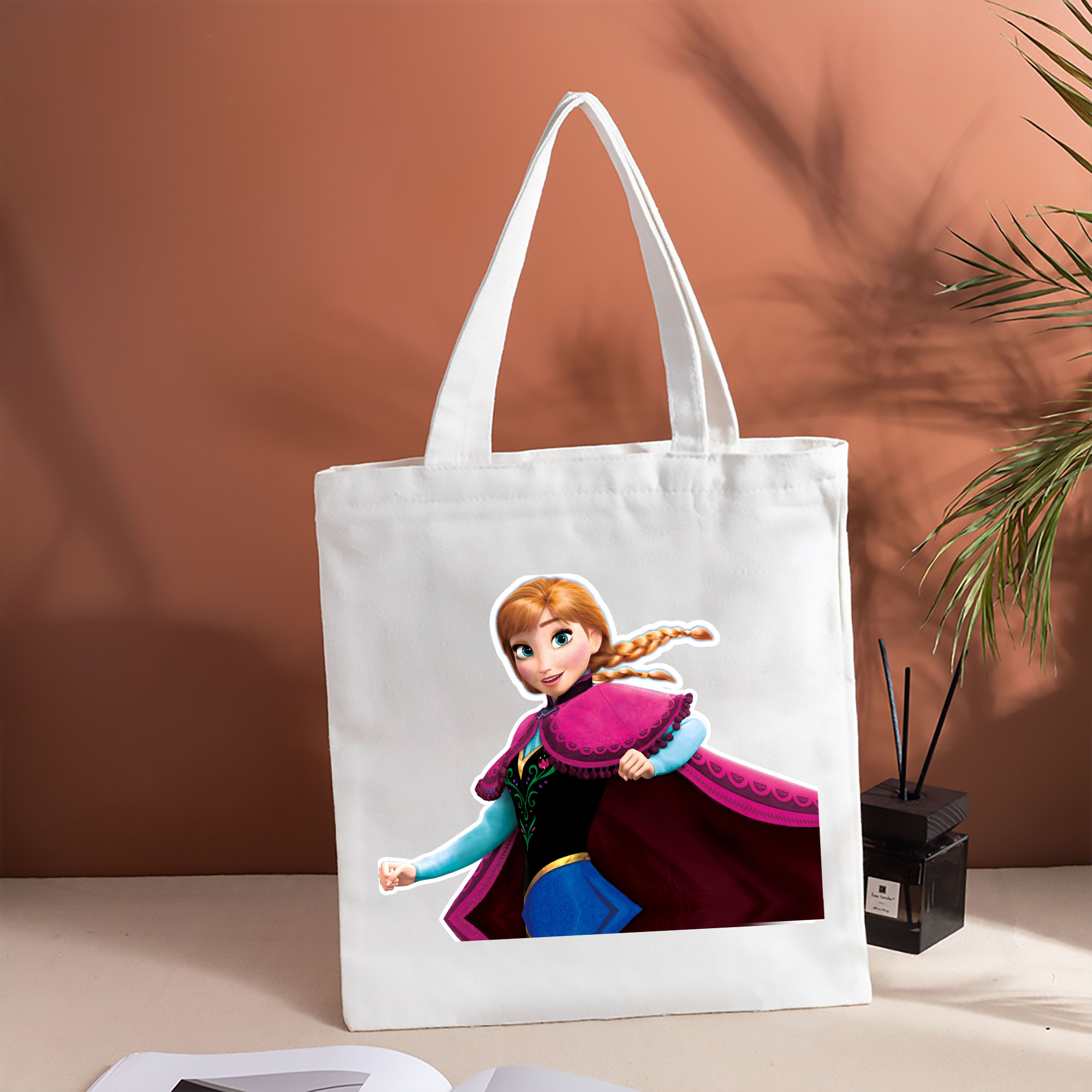 アナと雪の女王 アンナ エルサ Frozen Anna Elsa 縦型キャンバス生地手提げバッグ　トートバッグ