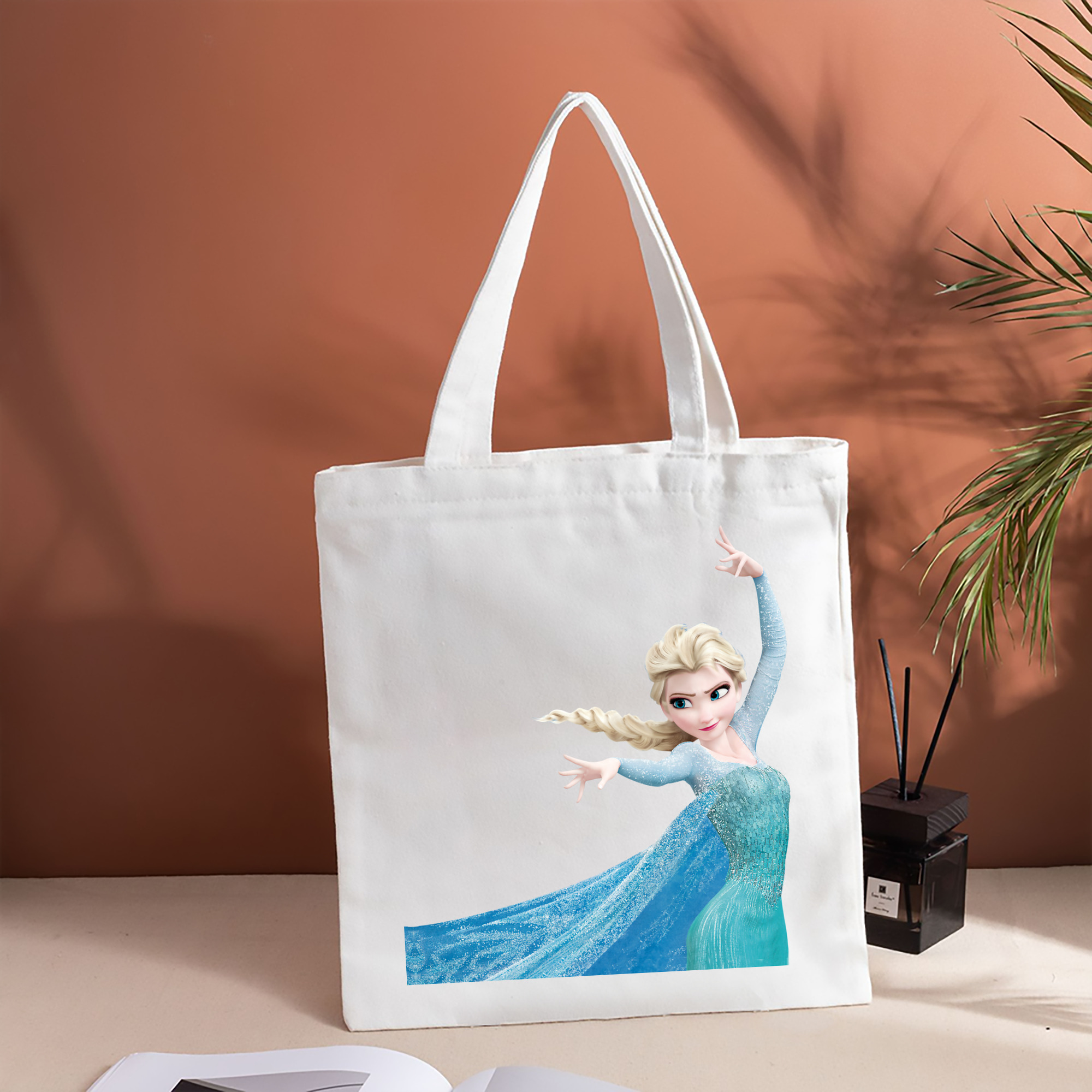アナと雪の女王 アンナ エルサ Frozen Anna Elsa 縦型キャンバス生地手提げバッグ　トートバッグ
