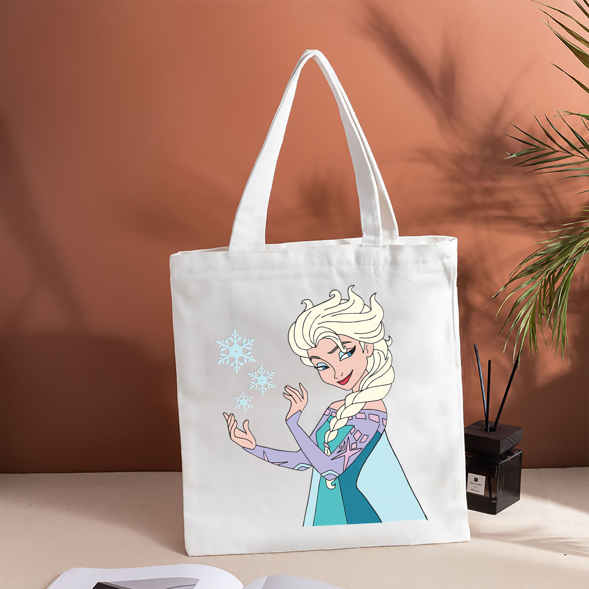 アナと雪の女王 アンナ エルサ Frozen Anna Elsa 縦型キャンバス生地手提げバッグ　トートバッグ