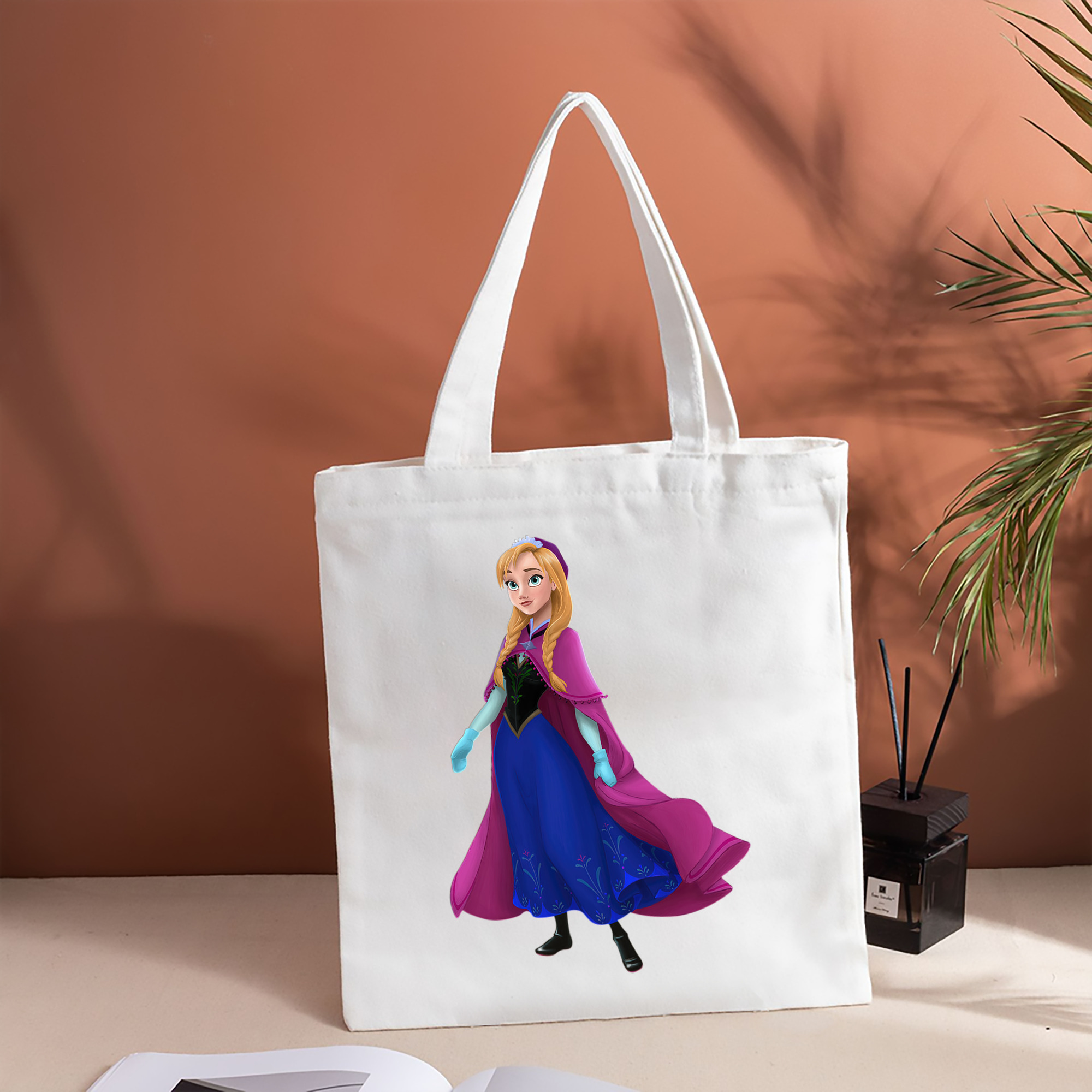 アナと雪の女王 アンナ エルサ Frozen Anna Elsa 縦型キャンバス生地手提げバッグ　トートバッグ