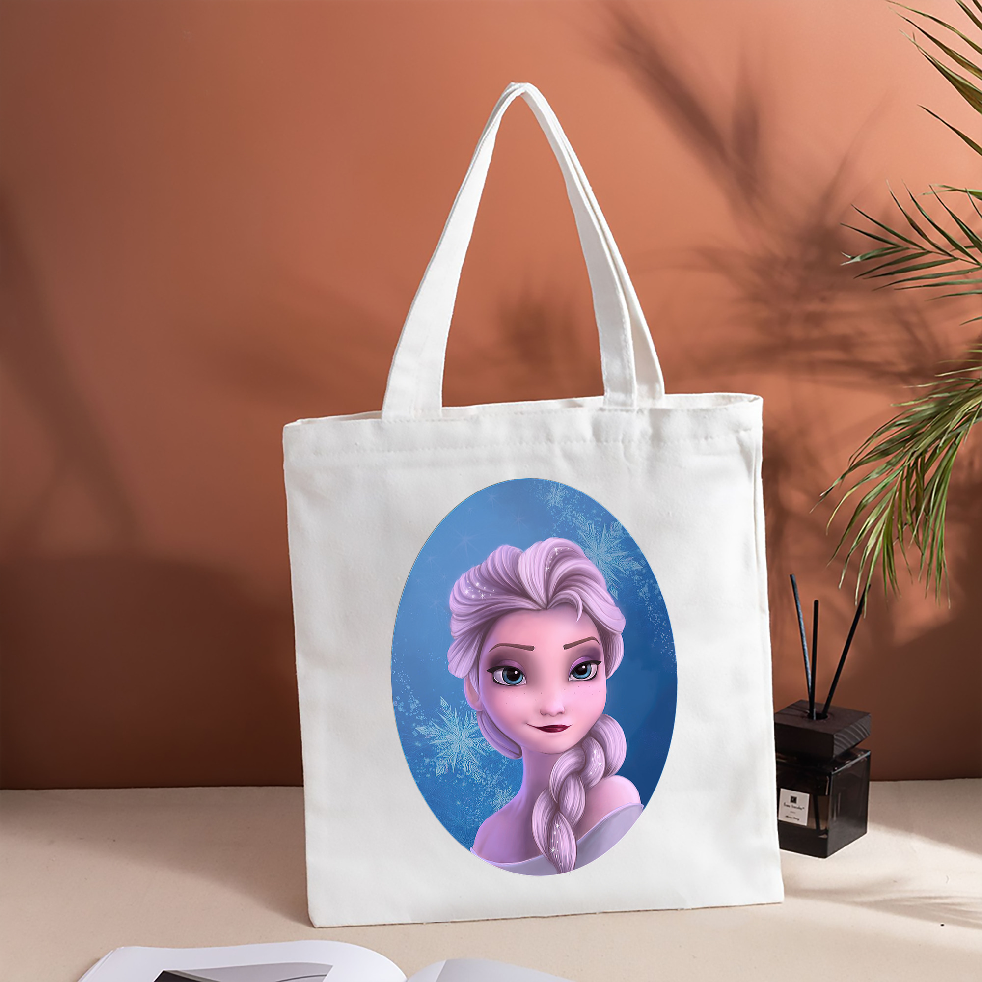 アナと雪の女王 アンナ エルサ Frozen Anna Elsa 縦型キャンバス生地手提げバッグ　トートバッグ