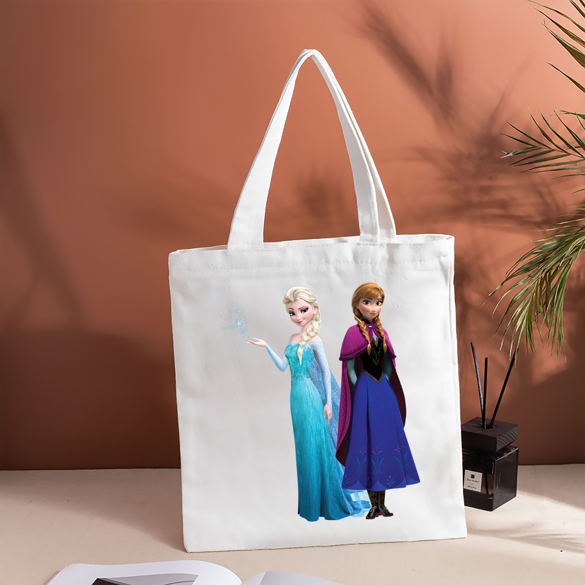 アナと雪の女王 アンナ エルサ Frozen Anna Elsa 縦型キャンバス生地手提げバッグ　トートバッグ