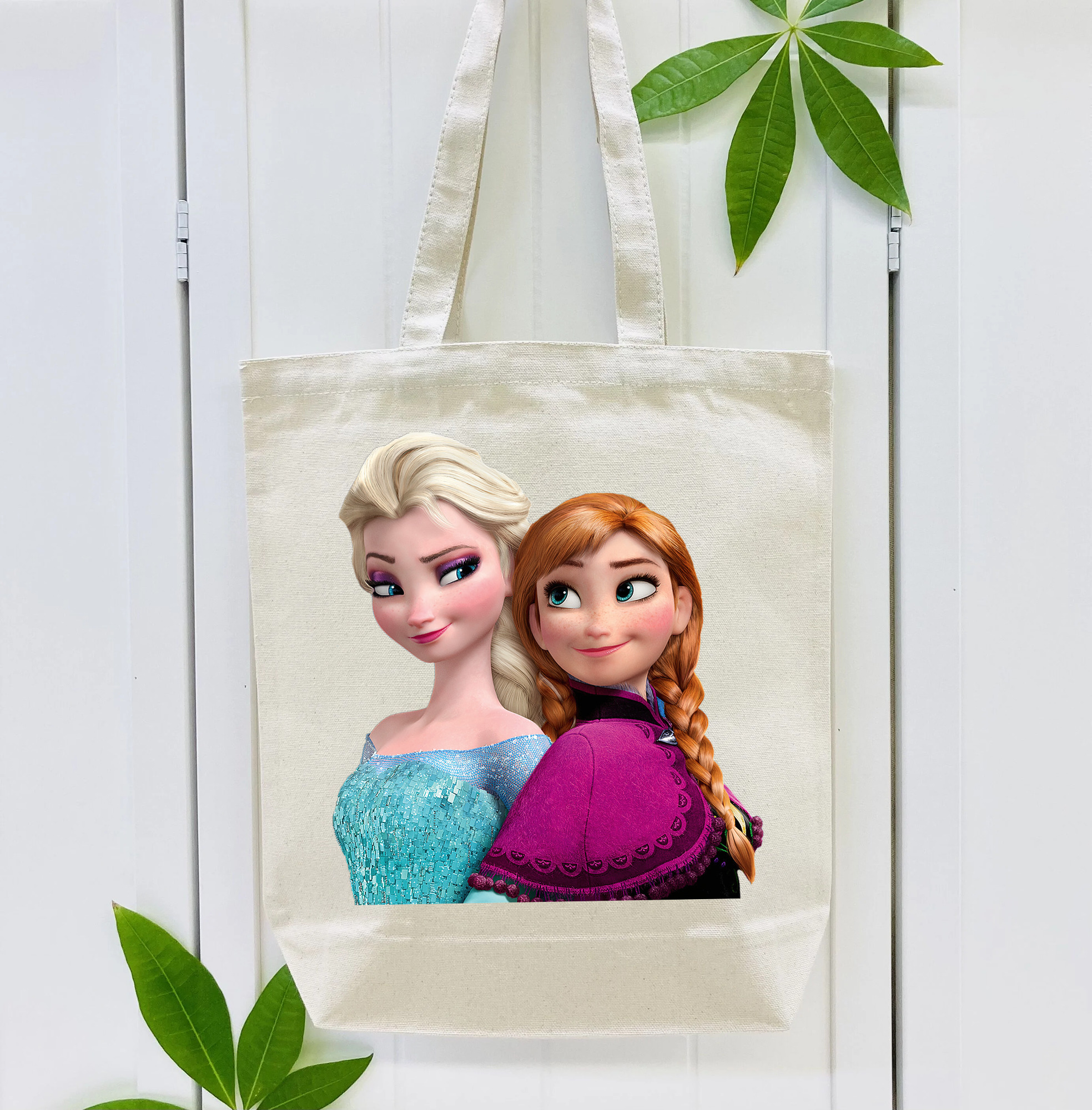 アナと雪の女王 アンナ エルサ Frozen Anna Elsa 縦型キャンバス生地手提げバッグ　トートバッグ