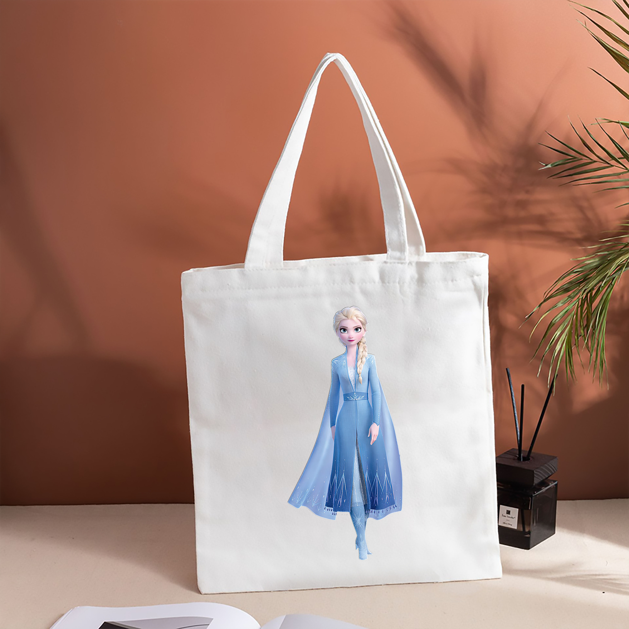 アナと雪の女王 アンナ エルサ Frozen Anna Elsa 縦型キャンバス生地手提げバッグ　トートバッグ