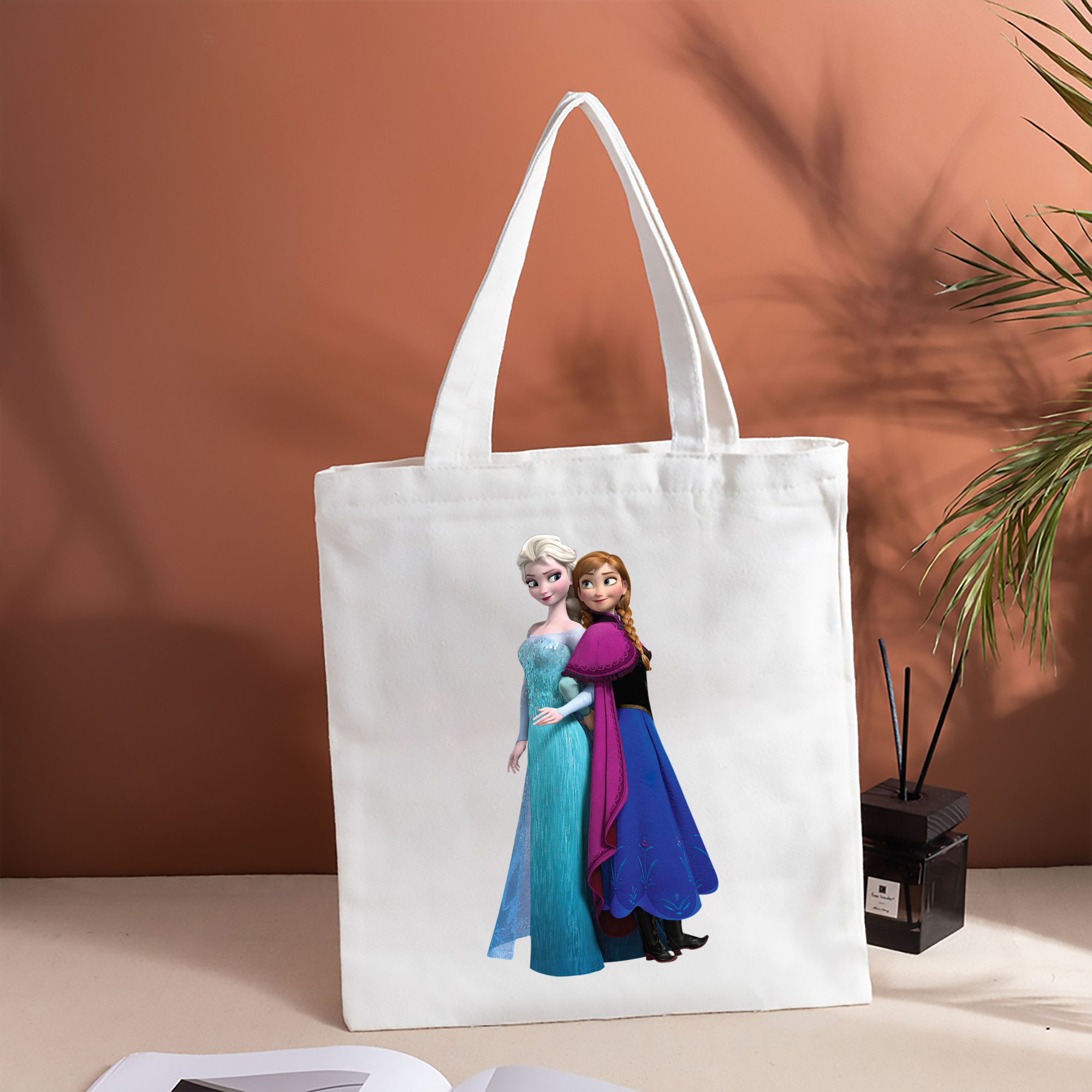 アナと雪の女王 アンナ エルサ Frozen Anna Elsa 縦型キャンバス生地手提げバッグ　トートバッグ