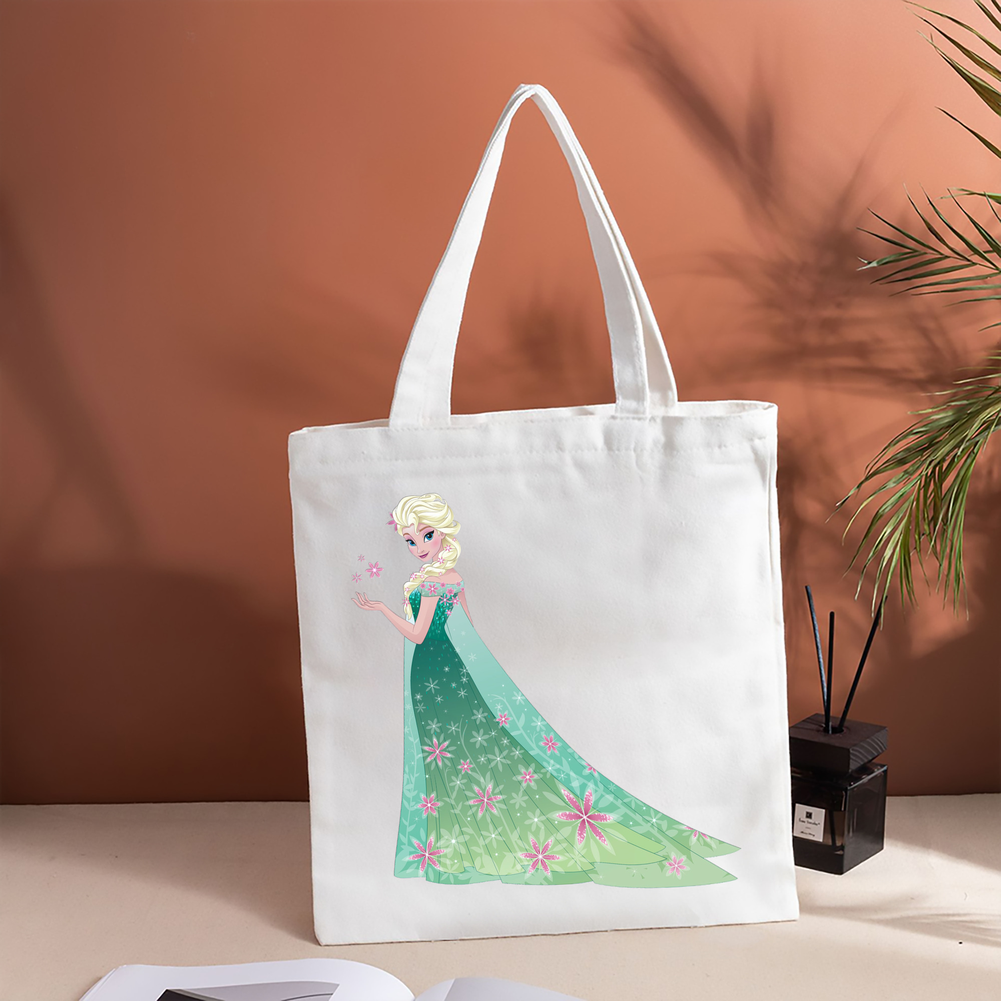 アナと雪の女王 アンナ エルサ Frozen Anna Elsa 縦型キャンバス生地手提げバッグ　トートバッグ