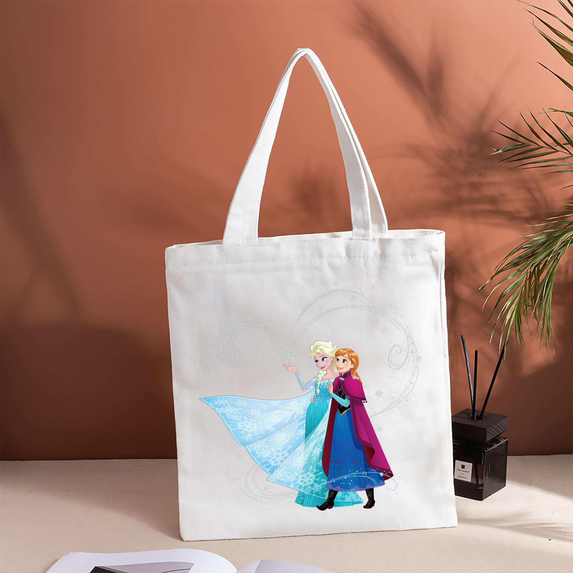 アナと雪の女王 アンナ エルサ Frozen Anna Elsa 縦型キャンバス生地手提げバッグ　トートバッグ