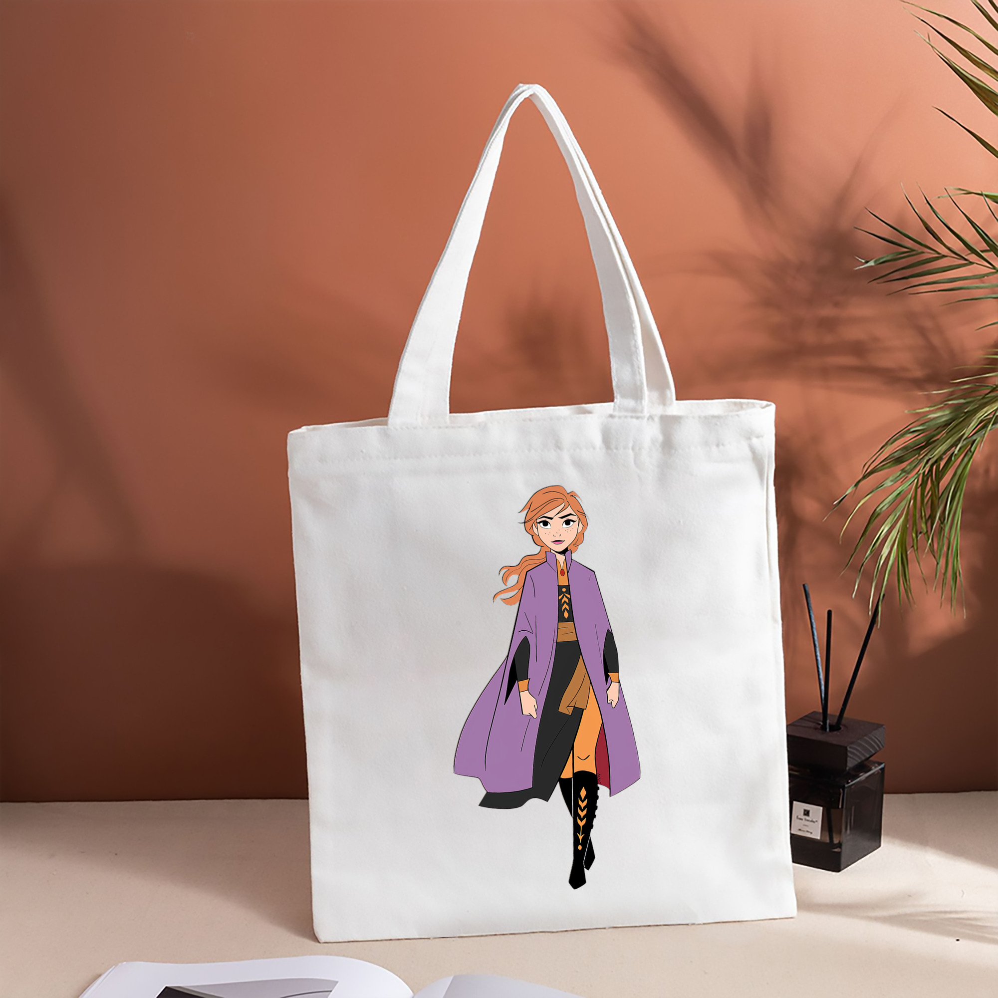 アナと雪の女王 アンナ エルサ Frozen Anna Elsa 縦型キャンバス生地手提げバッグ　トートバッグ