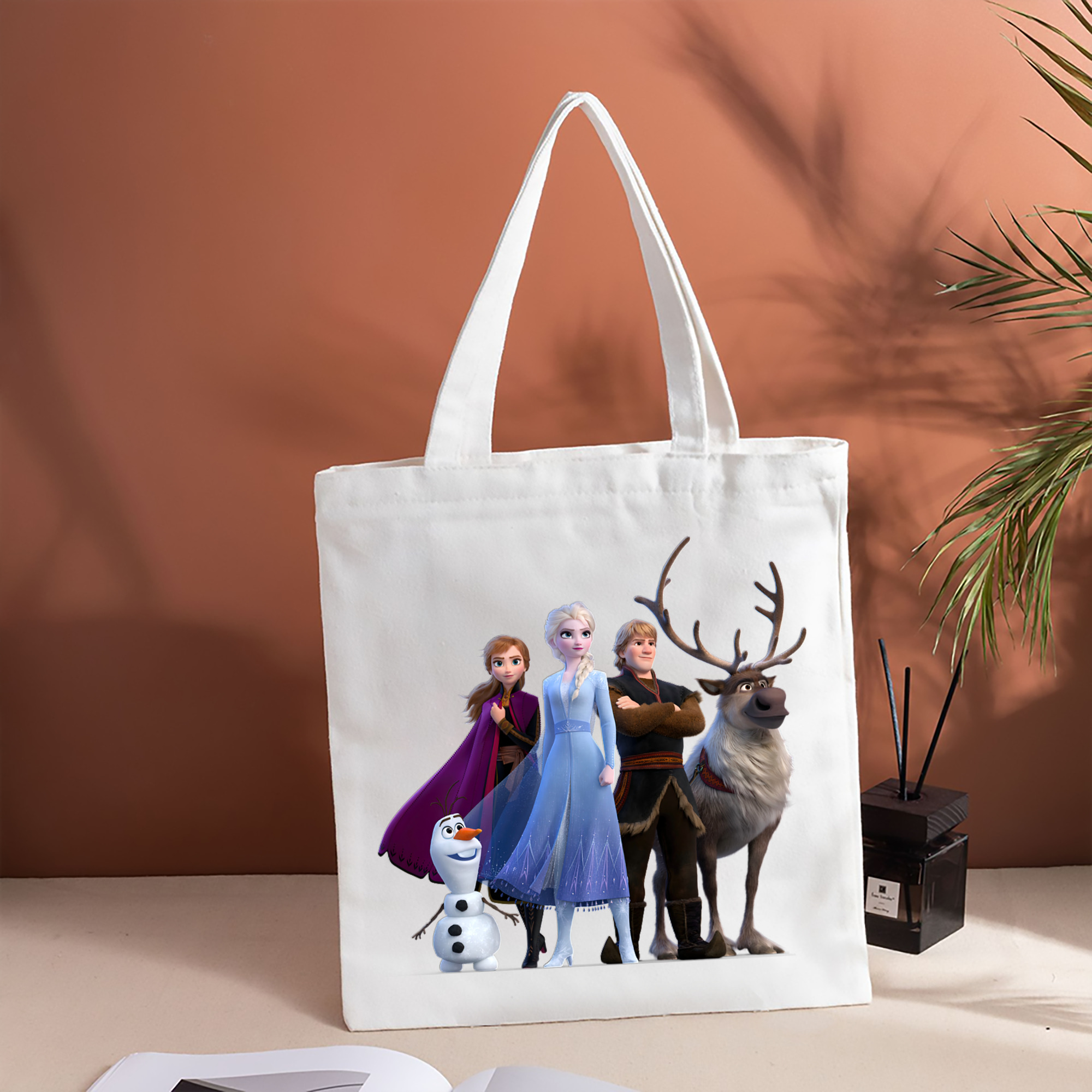 アナと雪の女王 アンナ エルサ Frozen Anna Elsa 縦型キャンバス生地手提げバッグ　トートバッグ