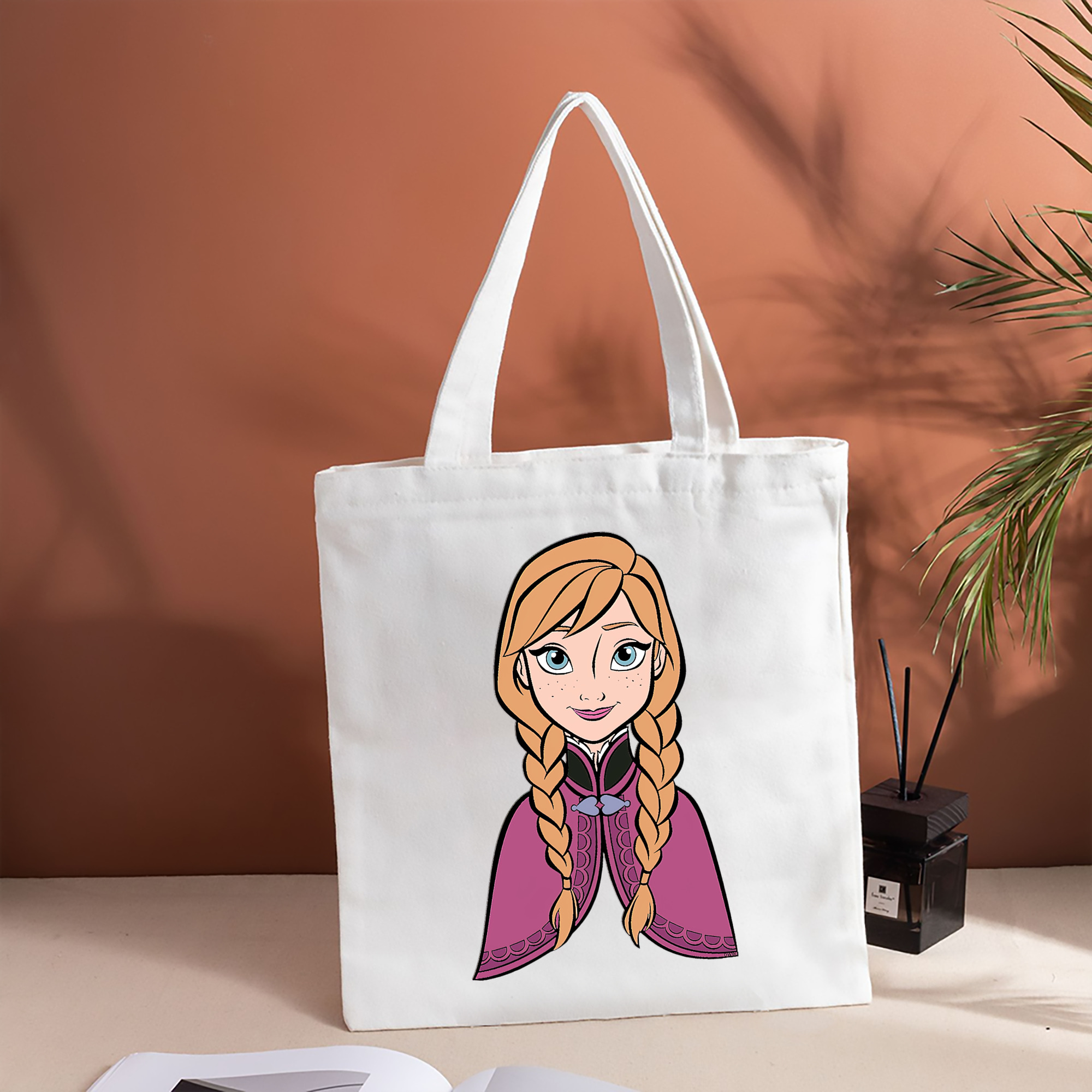 アナと雪の女王 アンナ エルサ Frozen Anna Elsa 縦型キャンバス生地手提げバッグ　トートバッグ