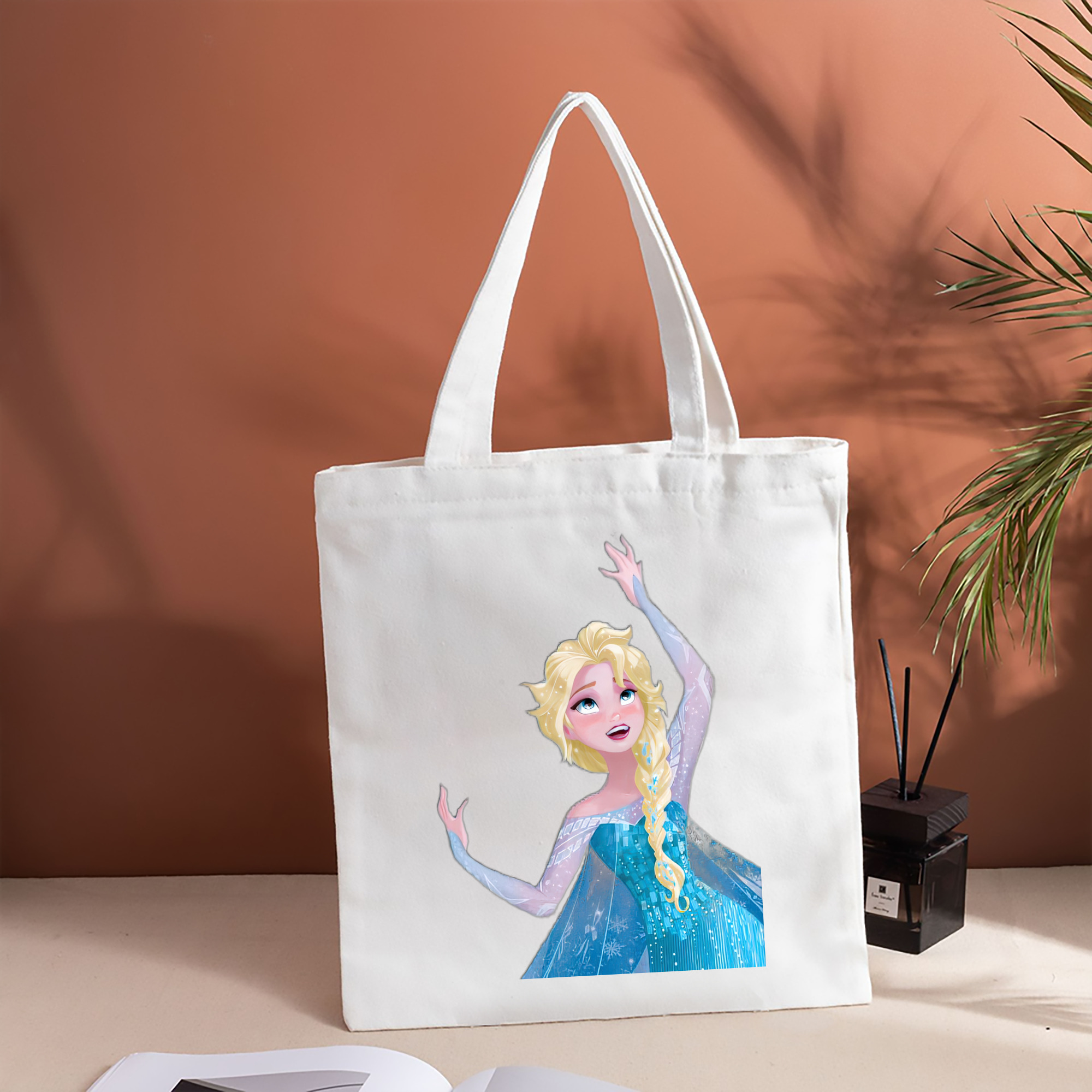 アナと雪の女王 アンナ エルサ Frozen Anna Elsa 縦型キャンバス生地手提げバッグ　トートバッグ