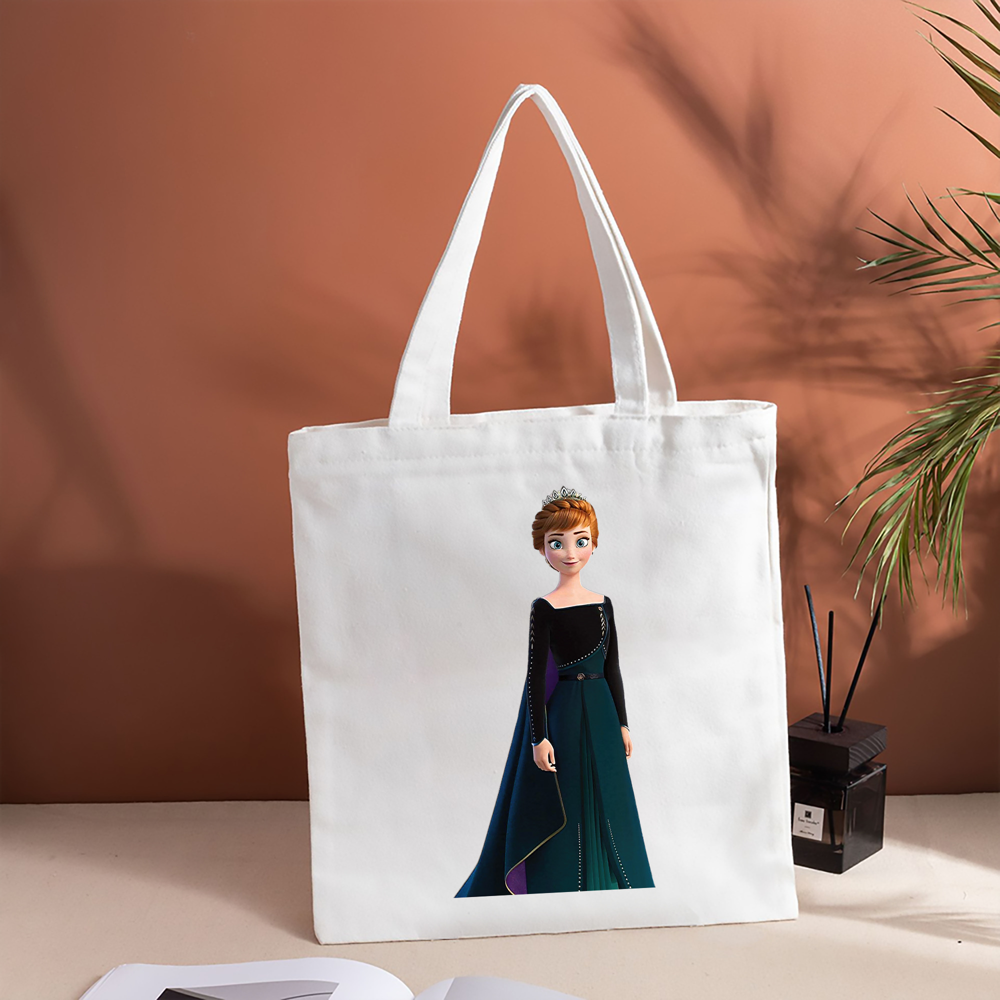 アナと雪の女王 アンナ エルサ Frozen Anna Elsa 縦型キャンバス生地手提げバッグ　トートバッグ