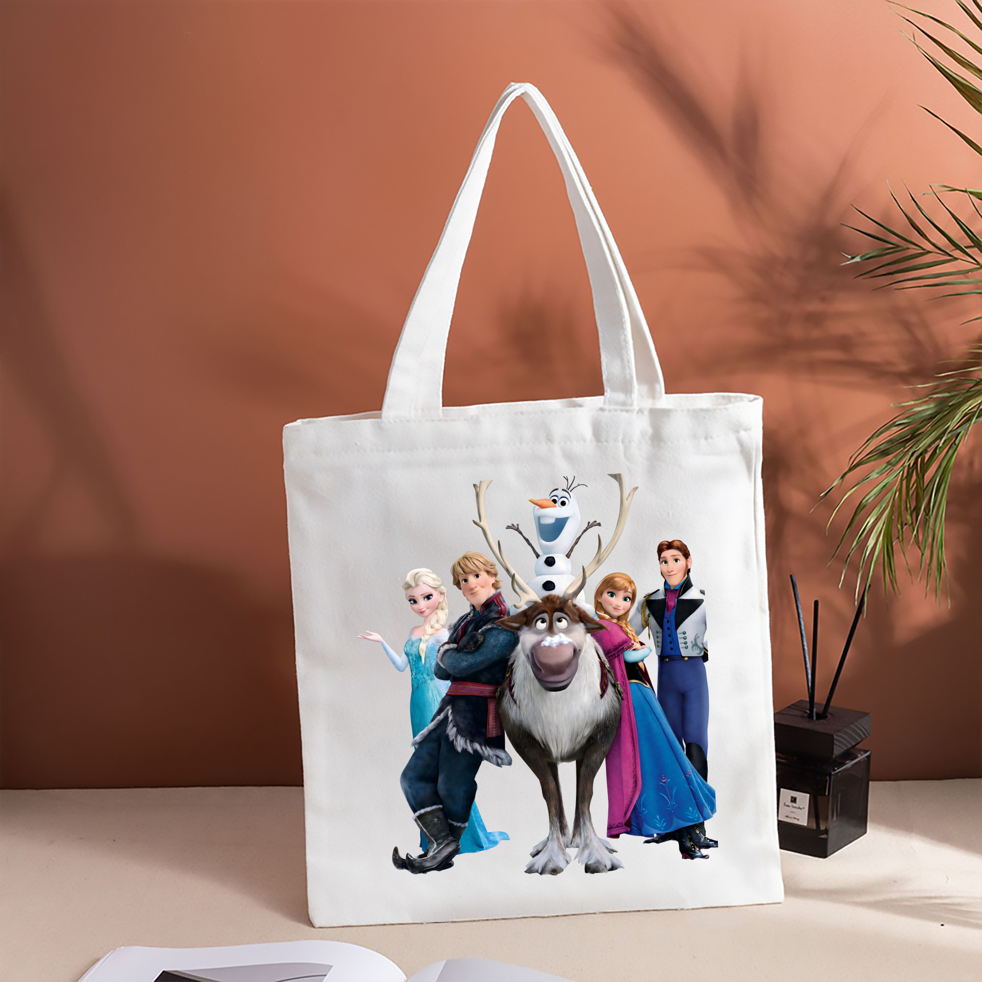 アナと雪の女王 アンナ エルサ Frozen Anna Elsa 縦型キャンバス生地手提げバッグ　トートバッグ