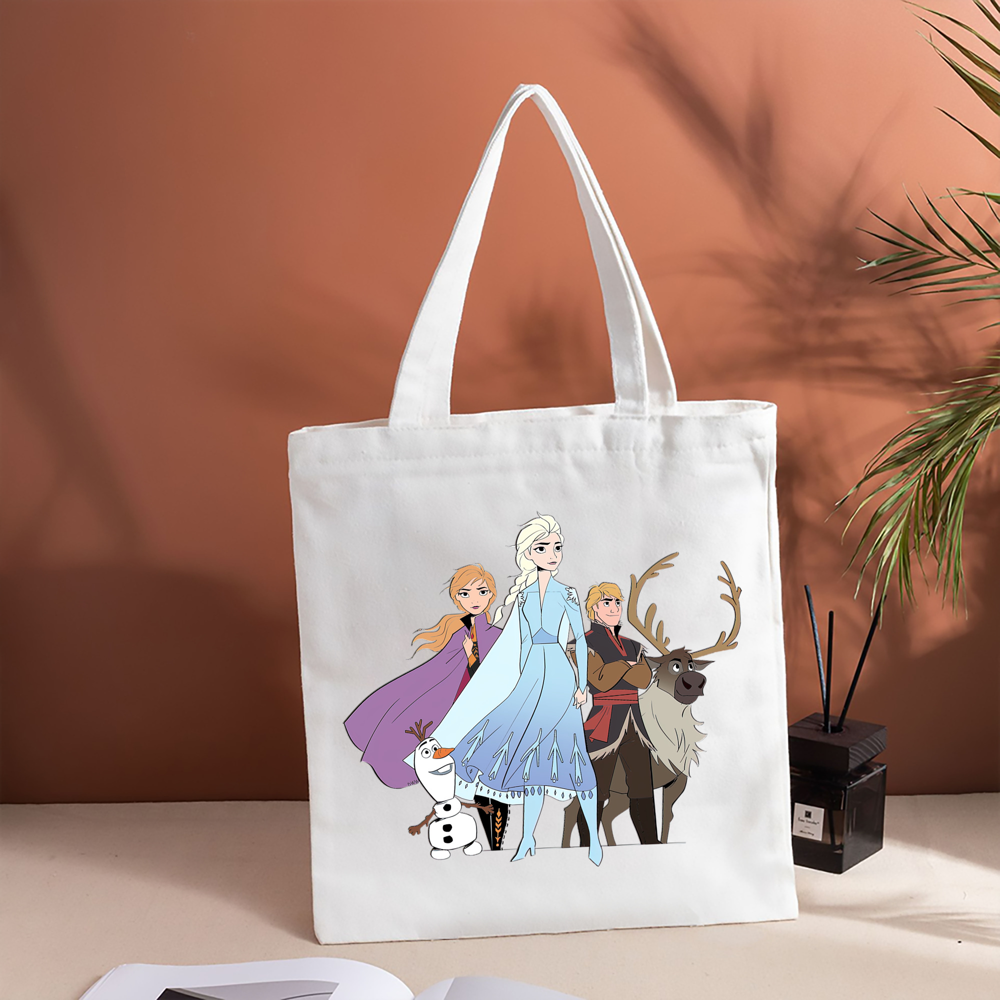アナと雪の女王 アンナ エルサ Frozen Anna Elsa 縦型キャンバス生地手提げバッグ　トートバッグ