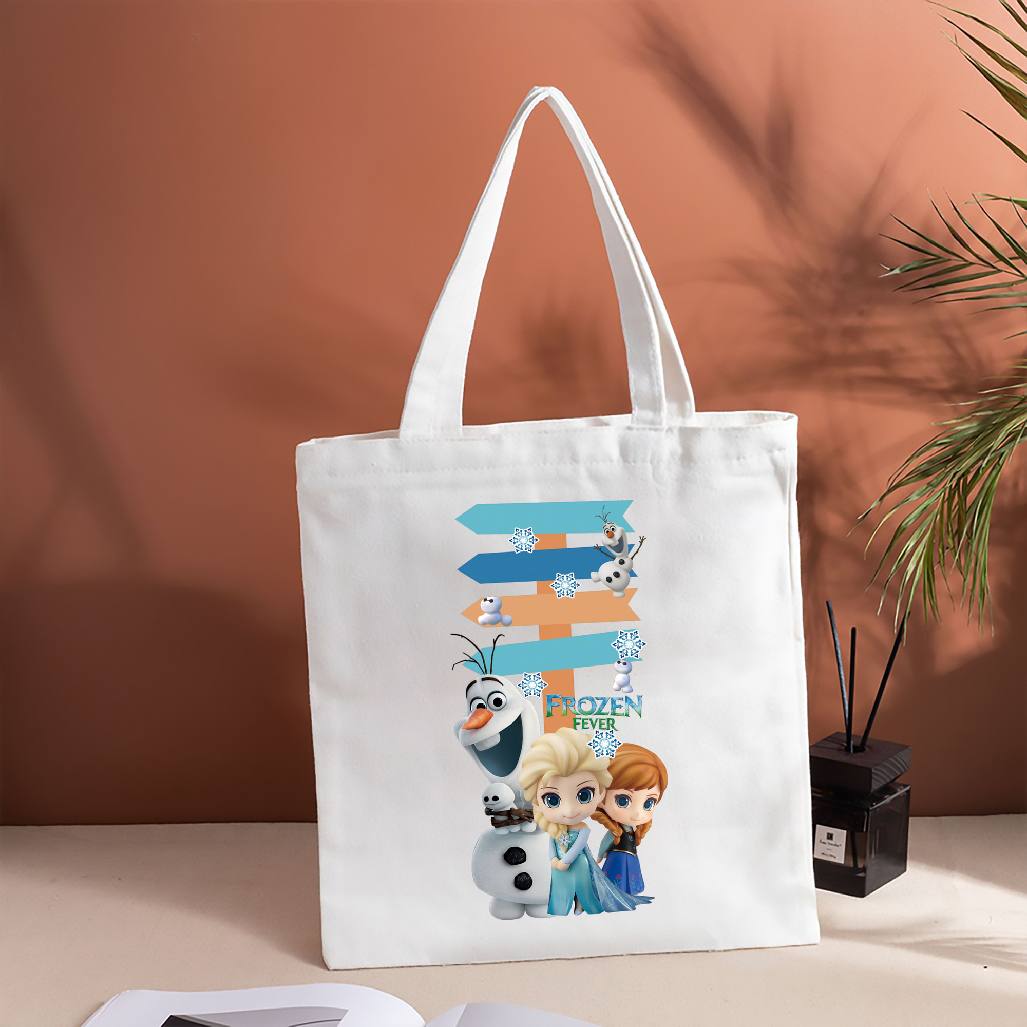 アナと雪の女王 アンナ エルサ Frozen Anna Elsa 縦型キャンバス生地手提げバッグ　トートバッグ