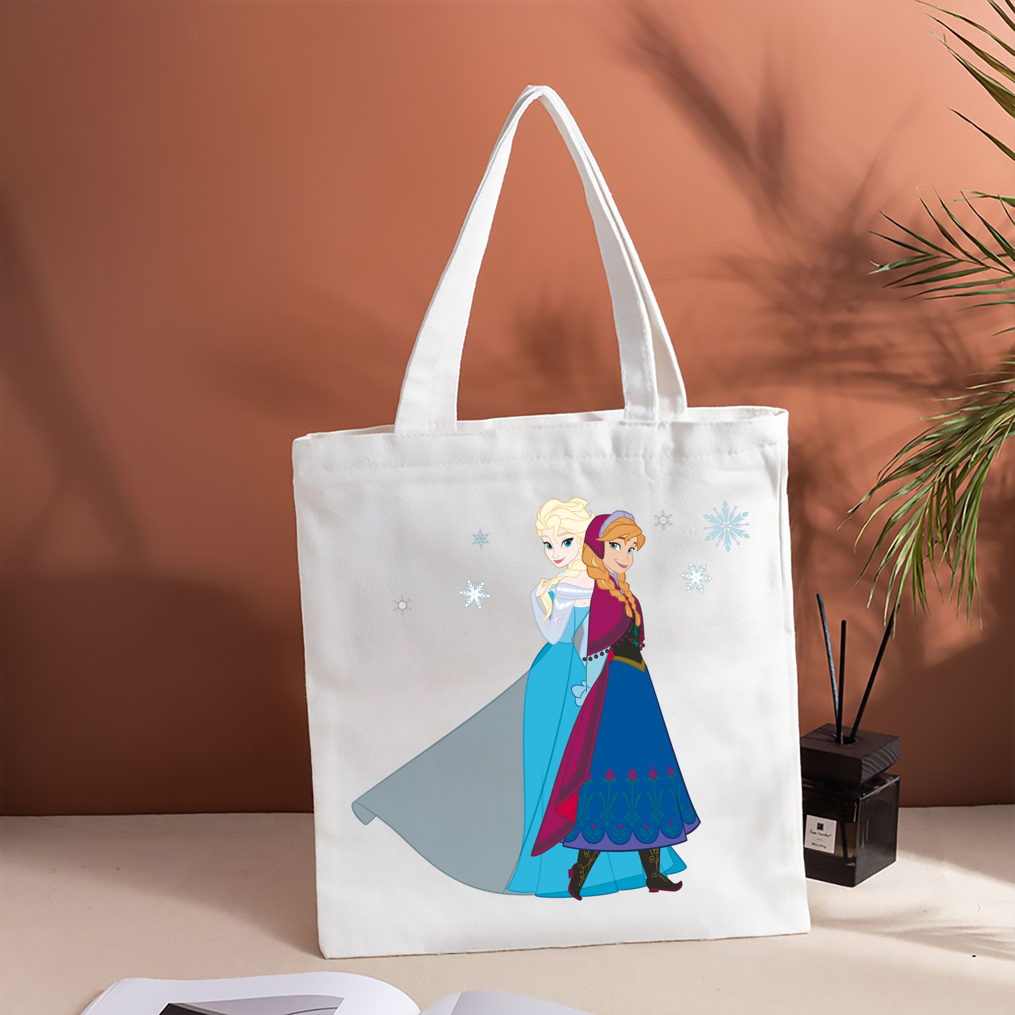アナと雪の女王 アンナ エルサ Frozen Anna Elsa 縦型キャンバス生地手提げバッグ　トートバッグ