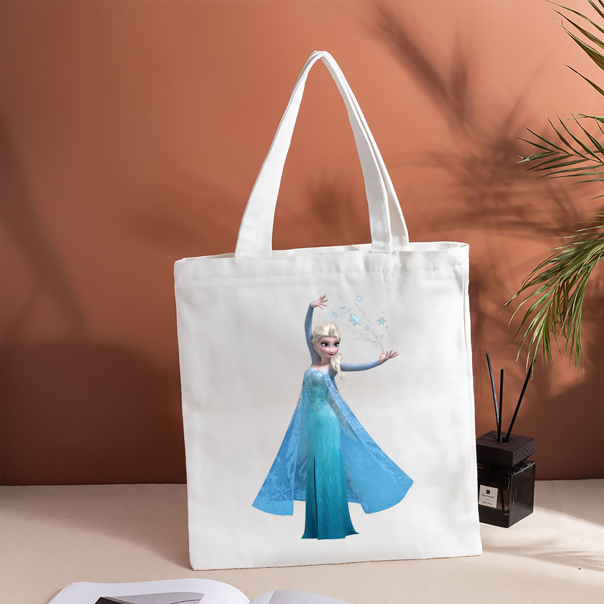 アナと雪の女王 アンナ エルサ Frozen Anna Elsa 縦型キャンバス生地手提げバッグ　トートバッグ