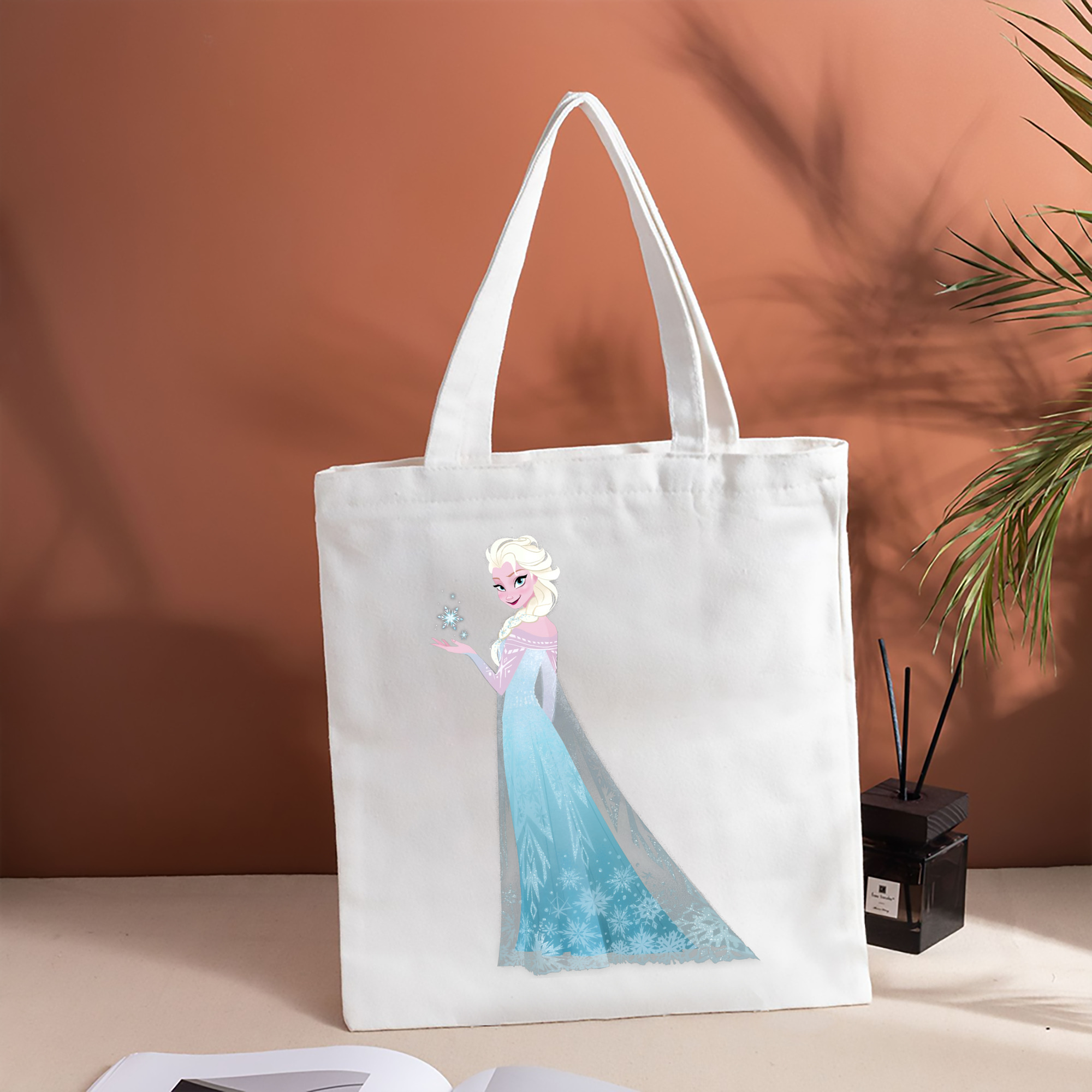 アナと雪の女王 アンナ エルサ Frozen Anna Elsa 縦型キャンバス生地手提げバッグ　トートバッグ