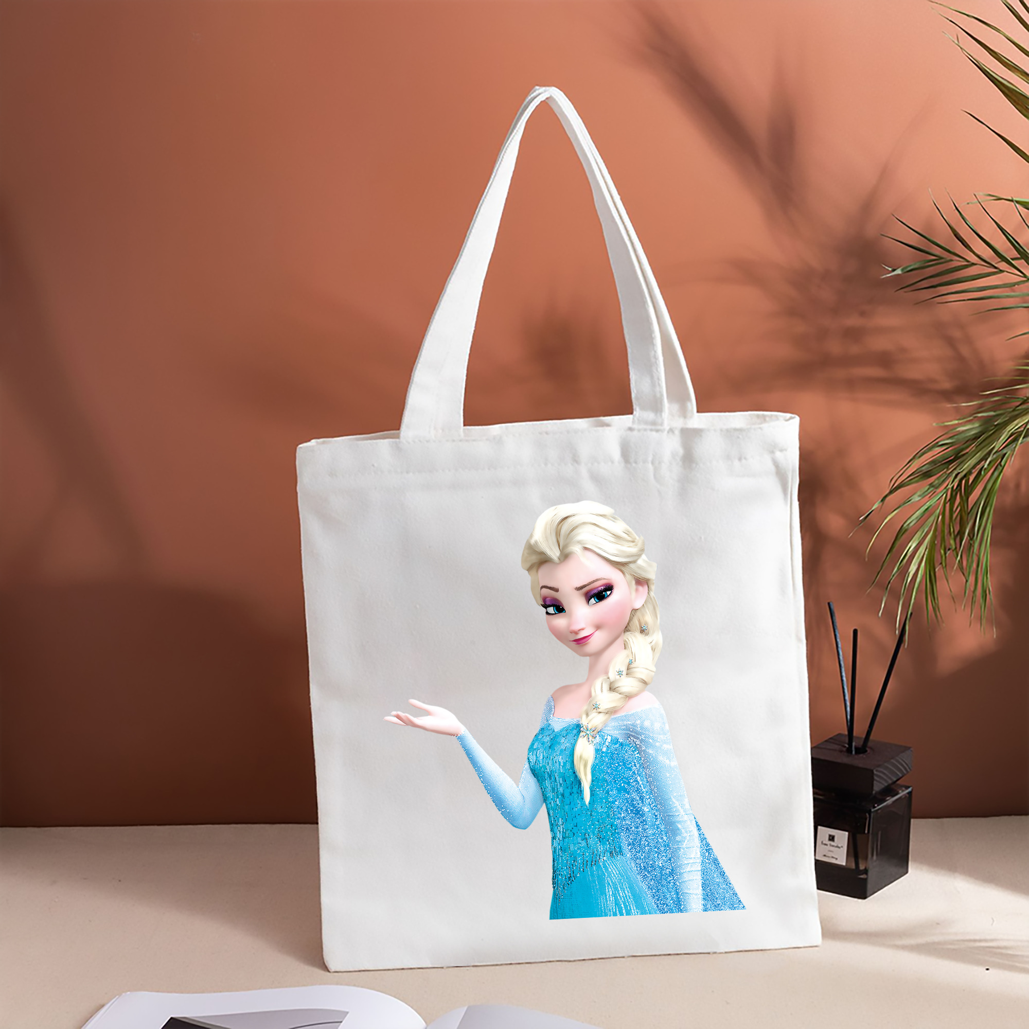 アナと雪の女王 アンナ エルサ Frozen Anna Elsa 縦型キャンバス生地手提げバッグ　トートバッグ