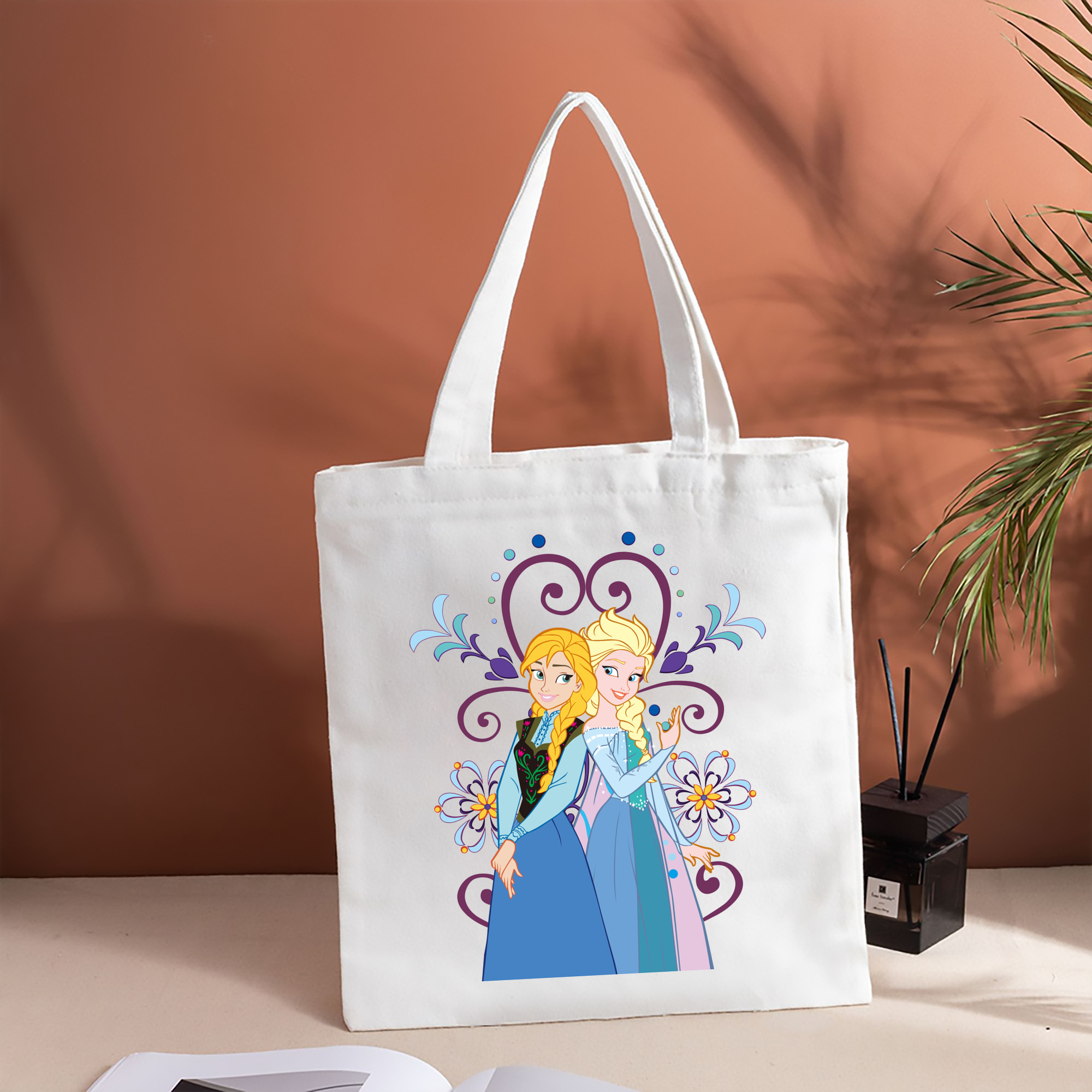 アナと雪の女王 アンナ エルサ Frozen Anna Elsa 縦型キャンバス生地手提げバッグ　トートバッグ