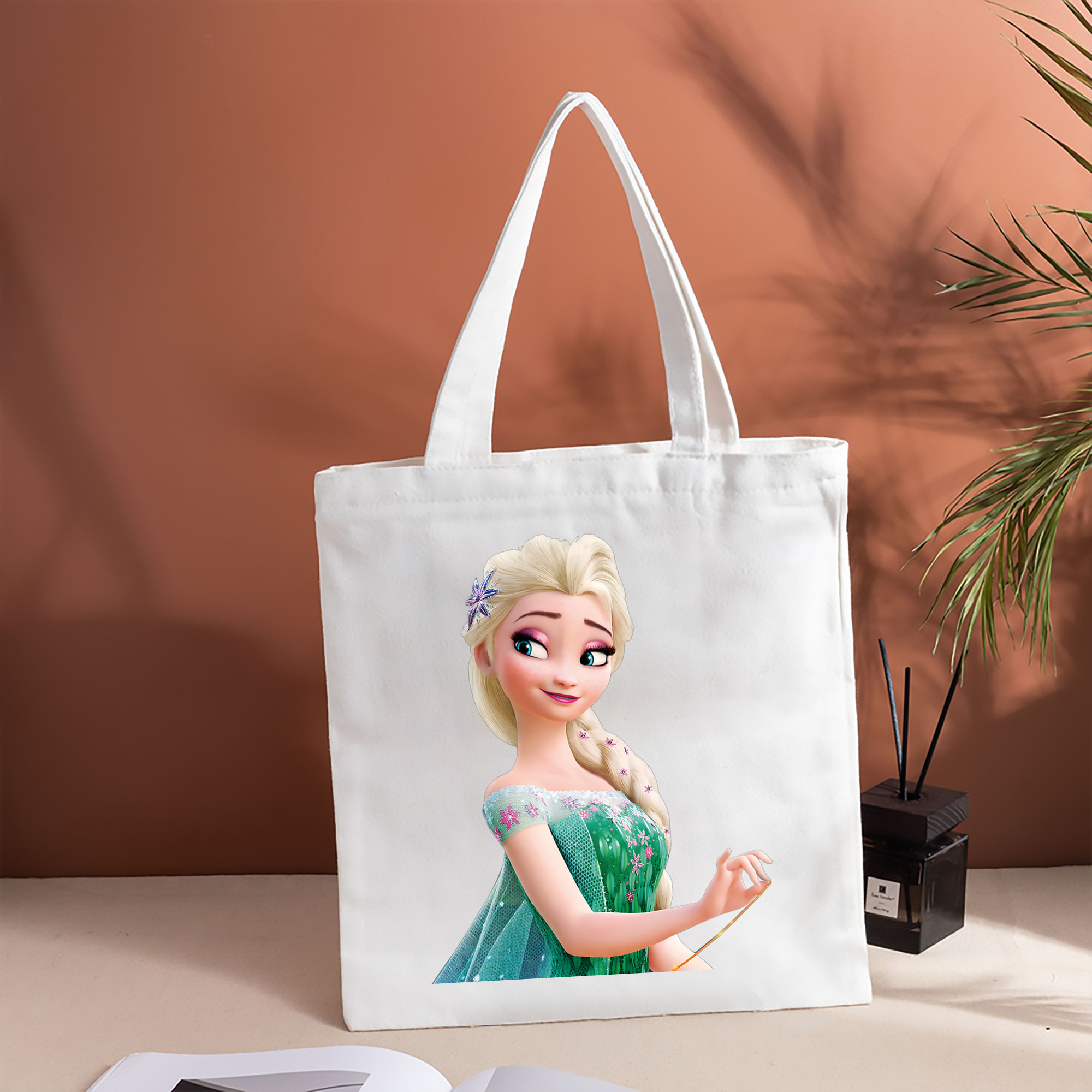 アナと雪の女王 アンナ エルサ Frozen Anna Elsa 縦型キャンバス生地手提げバッグ　トートバッグ