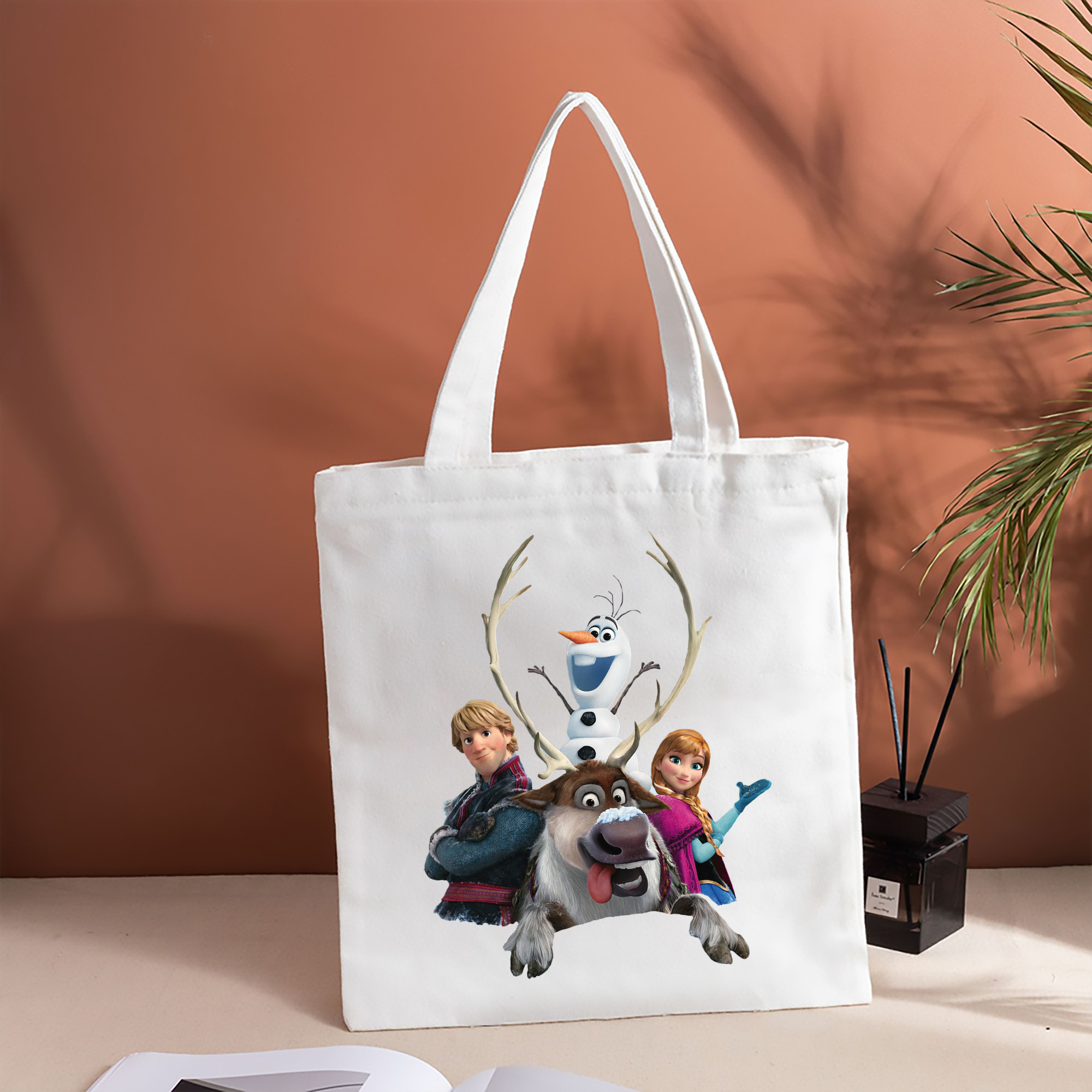 アナと雪の女王 アンナ エルサ Frozen Anna Elsa 縦型キャンバス生地手提げバッグ　トートバッグ