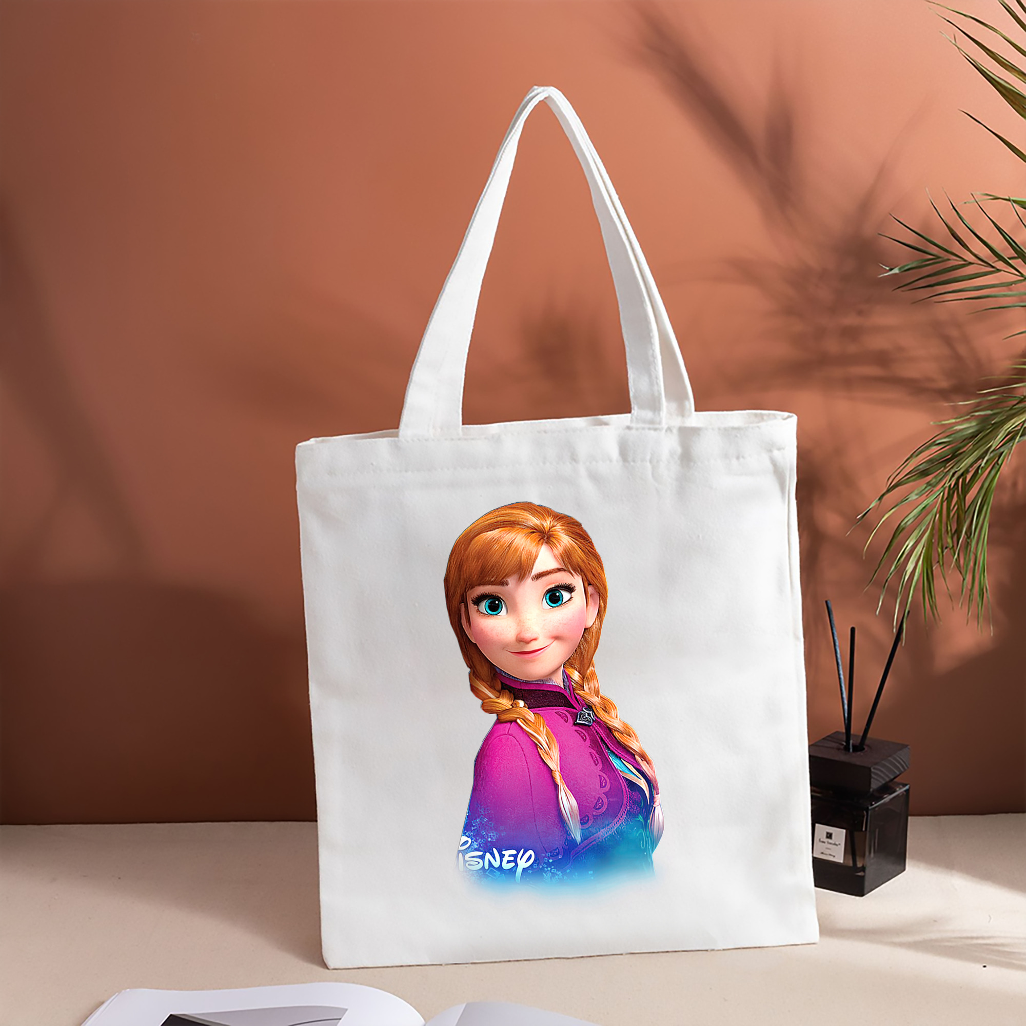 アナと雪の女王 アンナ エルサ Frozen Anna Elsa 縦型キャンバス生地手提げバッグ　トートバッグ