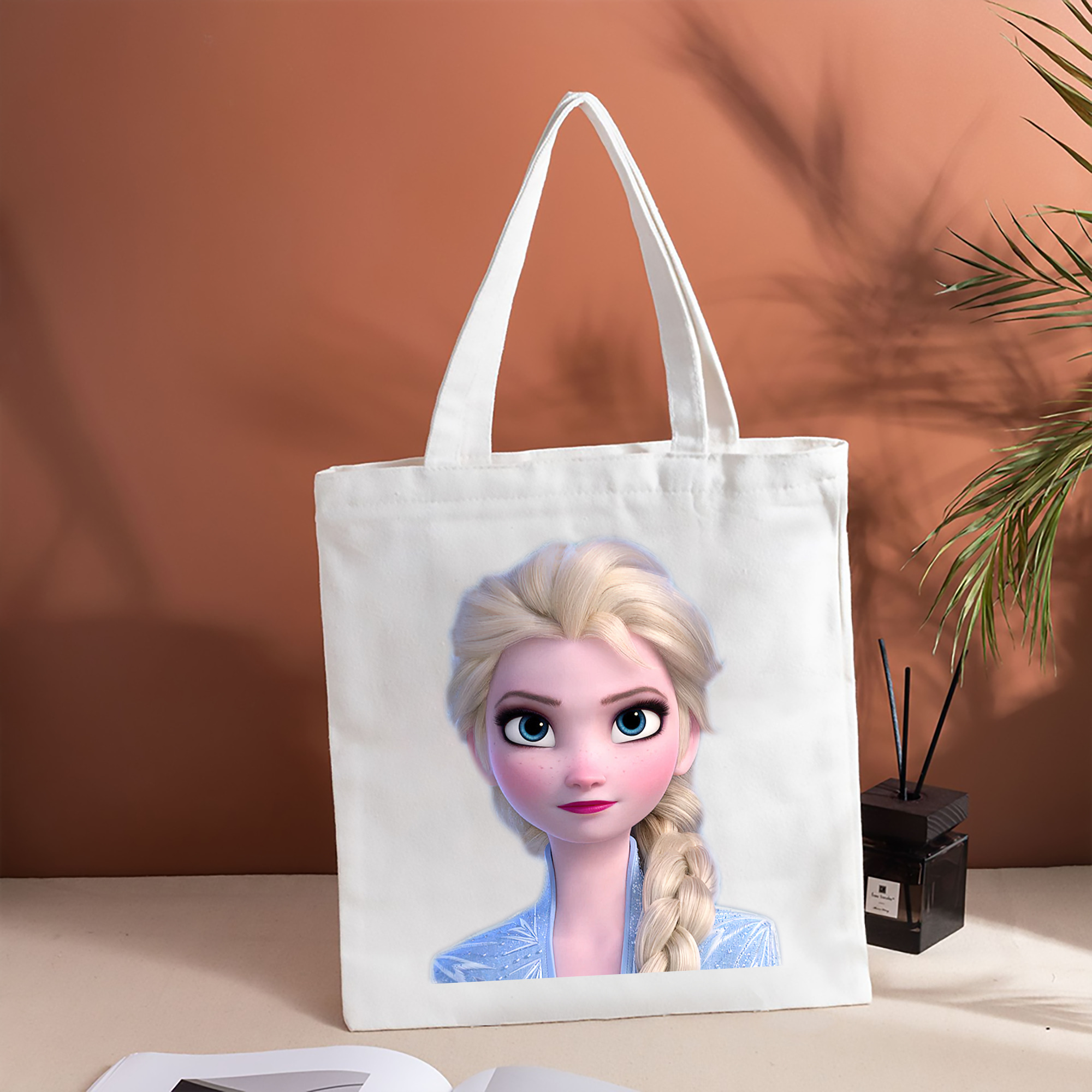 アナと雪の女王 アンナ エルサ Frozen Anna Elsa 縦型キャンバス生地手提げバッグ　トートバッグ