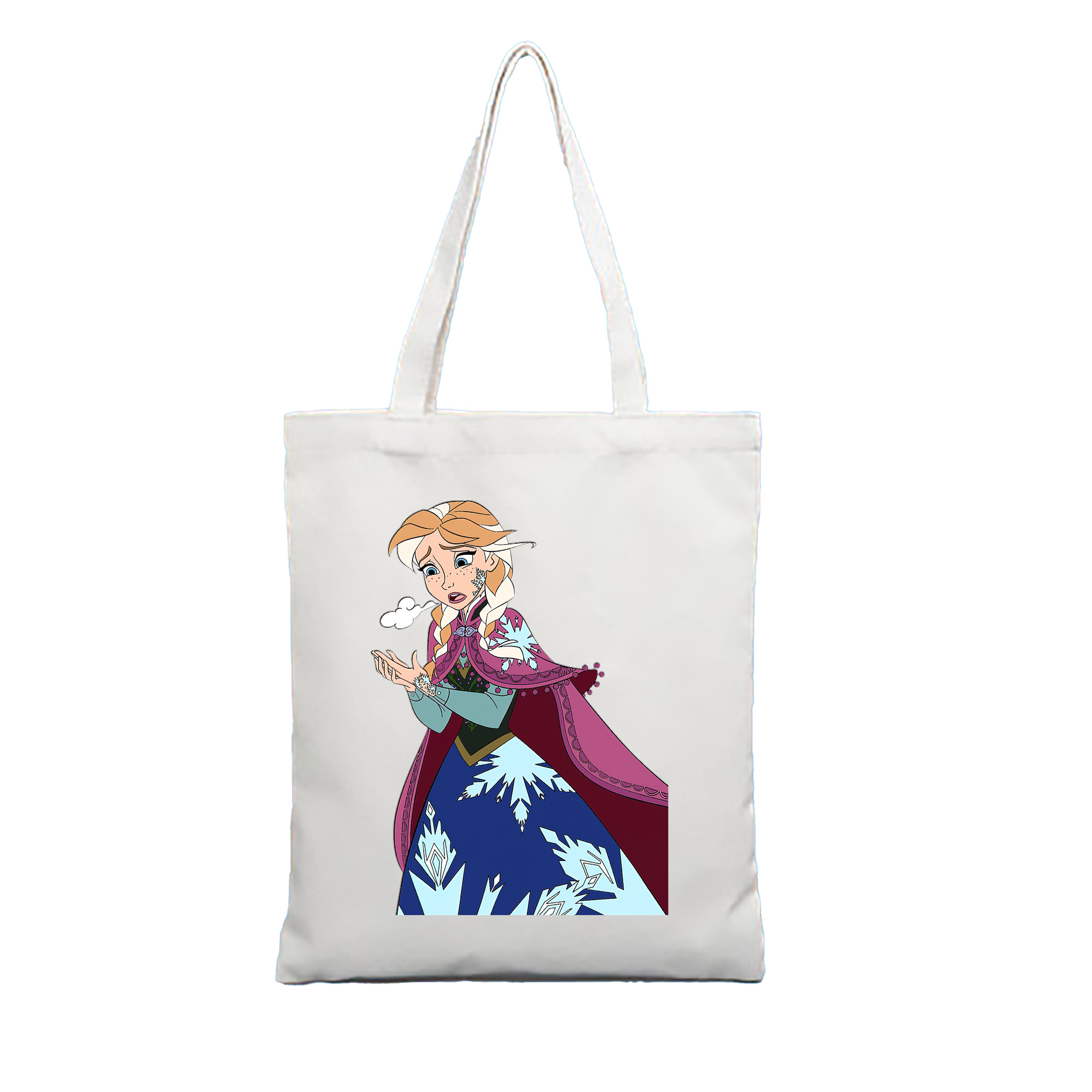（画像用） アナと雪の女王 アンナ エルサ Frozen Anna Elsa 縦型キャンバス生地手提げバッグ　トートバッグ