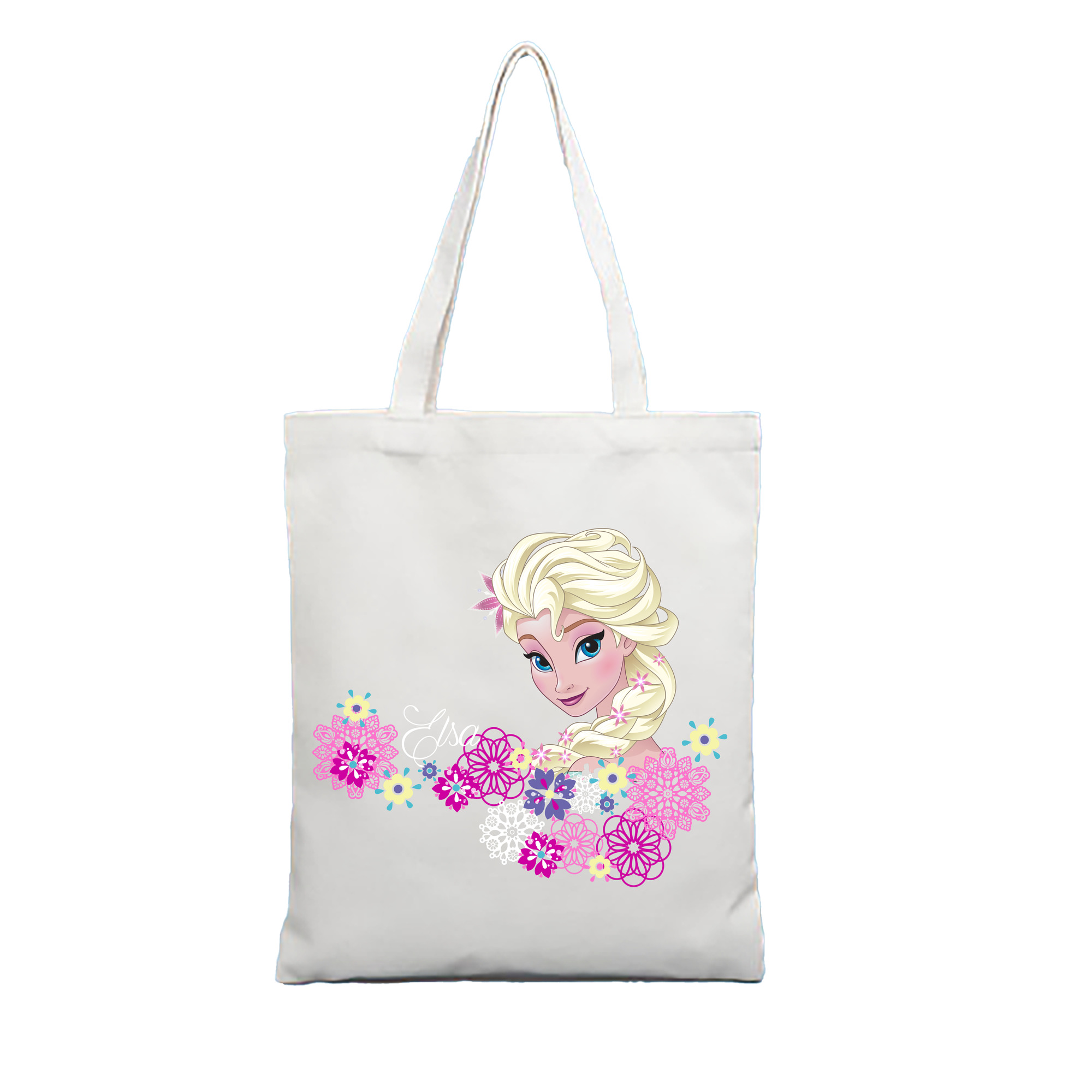 （画像用） アナと雪の女王 アンナ エルサ Frozen Anna Elsa 縦型キャンバス生地手提げバッグ　トートバッグ