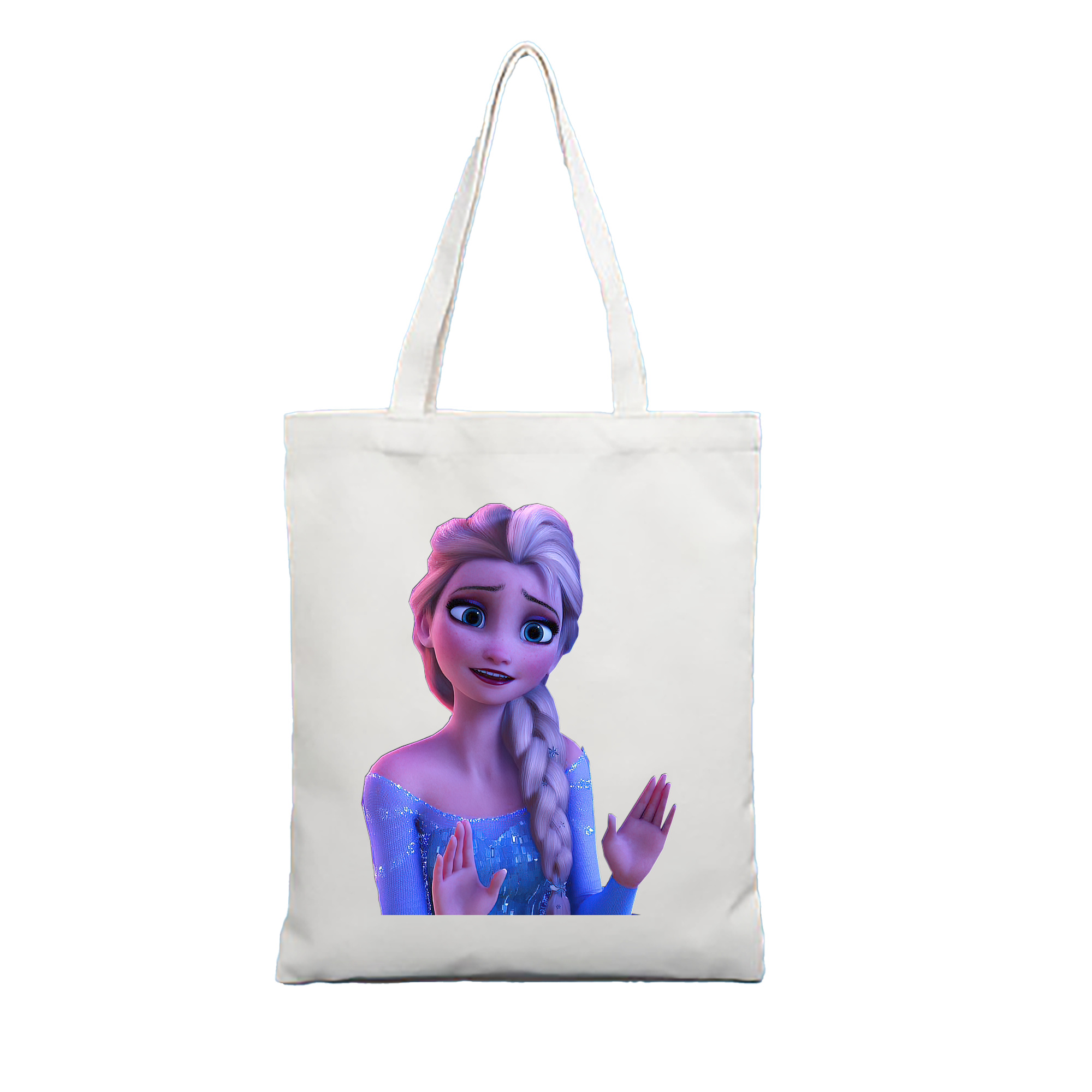 （画像用） アナと雪の女王 アンナ エルサ Frozen Anna Elsa 縦型キャンバス生地手提げバッグ　トートバッグ