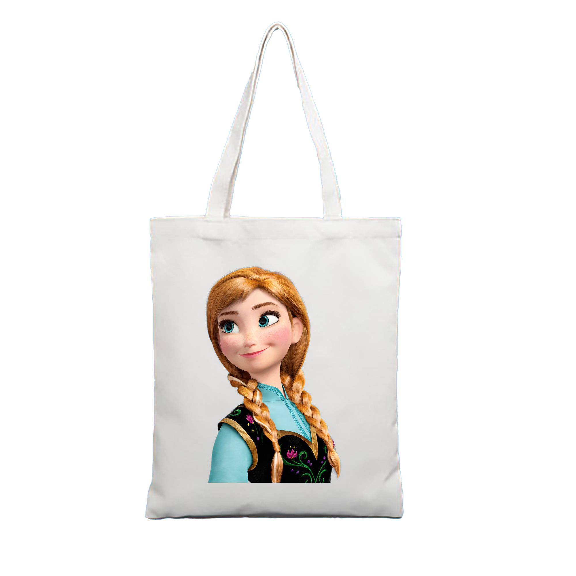 （画像用） アナと雪の女王 アンナ エルサ Frozen Anna Elsa 縦型キャンバス生地手提げバッグ　トートバッグ