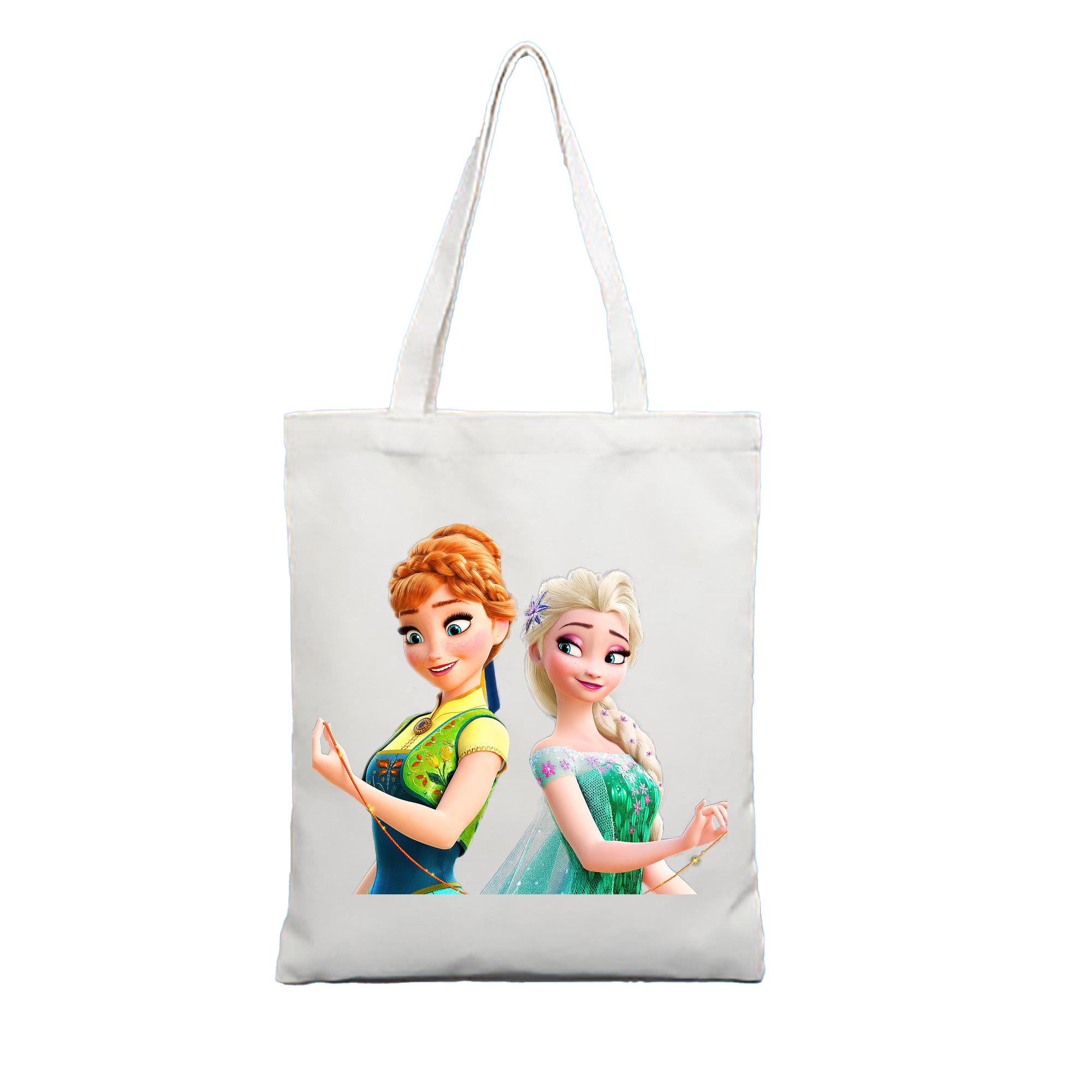 （画像用） アナと雪の女王 アンナ エルサ Frozen Anna Elsa 縦型キャンバス生地手提げバッグ　トートバッグ